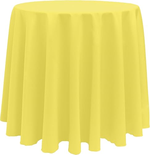 ULTIMATE TEXTILE Mantel redondo de lino de poliéster de 90 pulgadas, color amarillo limón