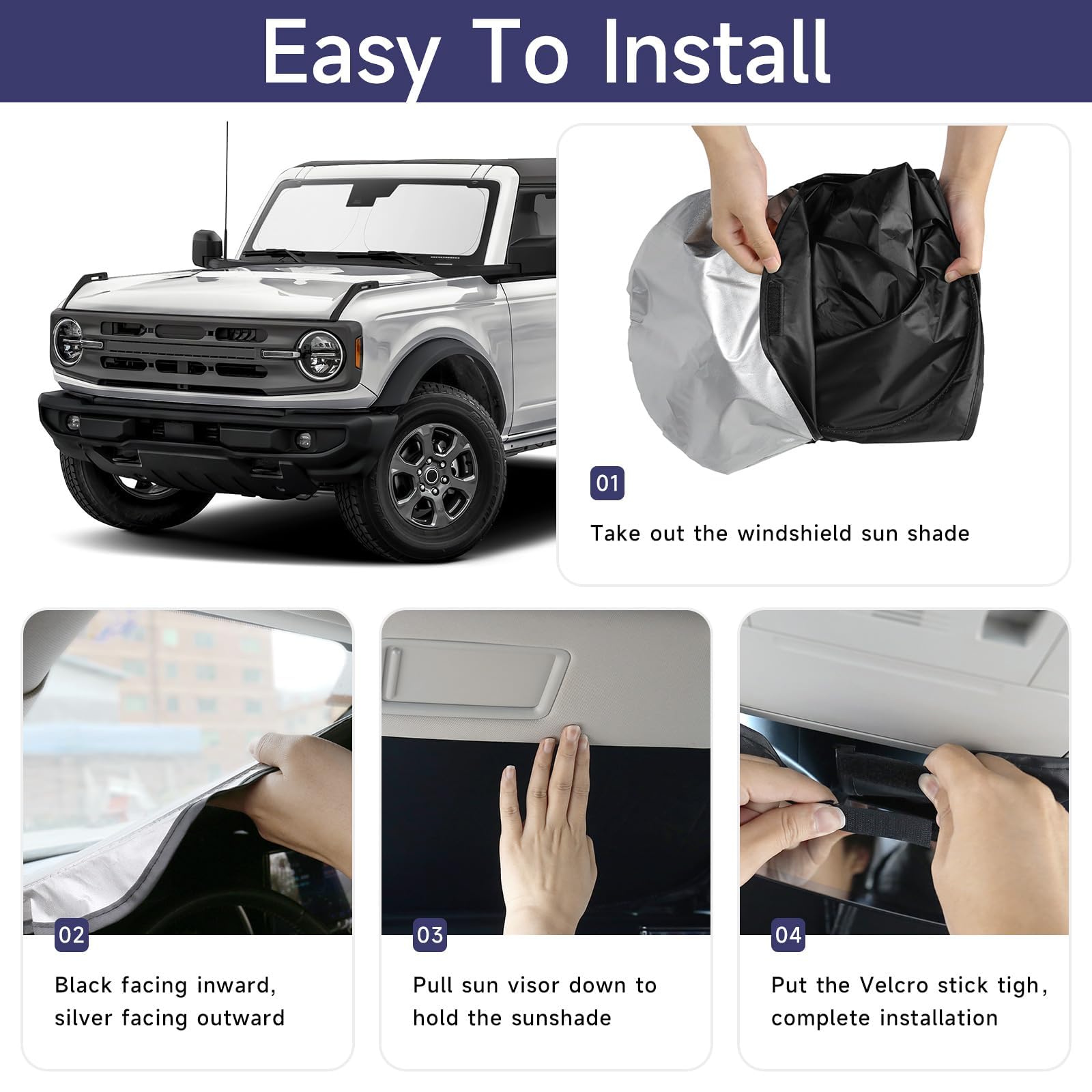 Windshield Cover Sun Shade Custom Fit Windshield Sun Shade For Ford ...