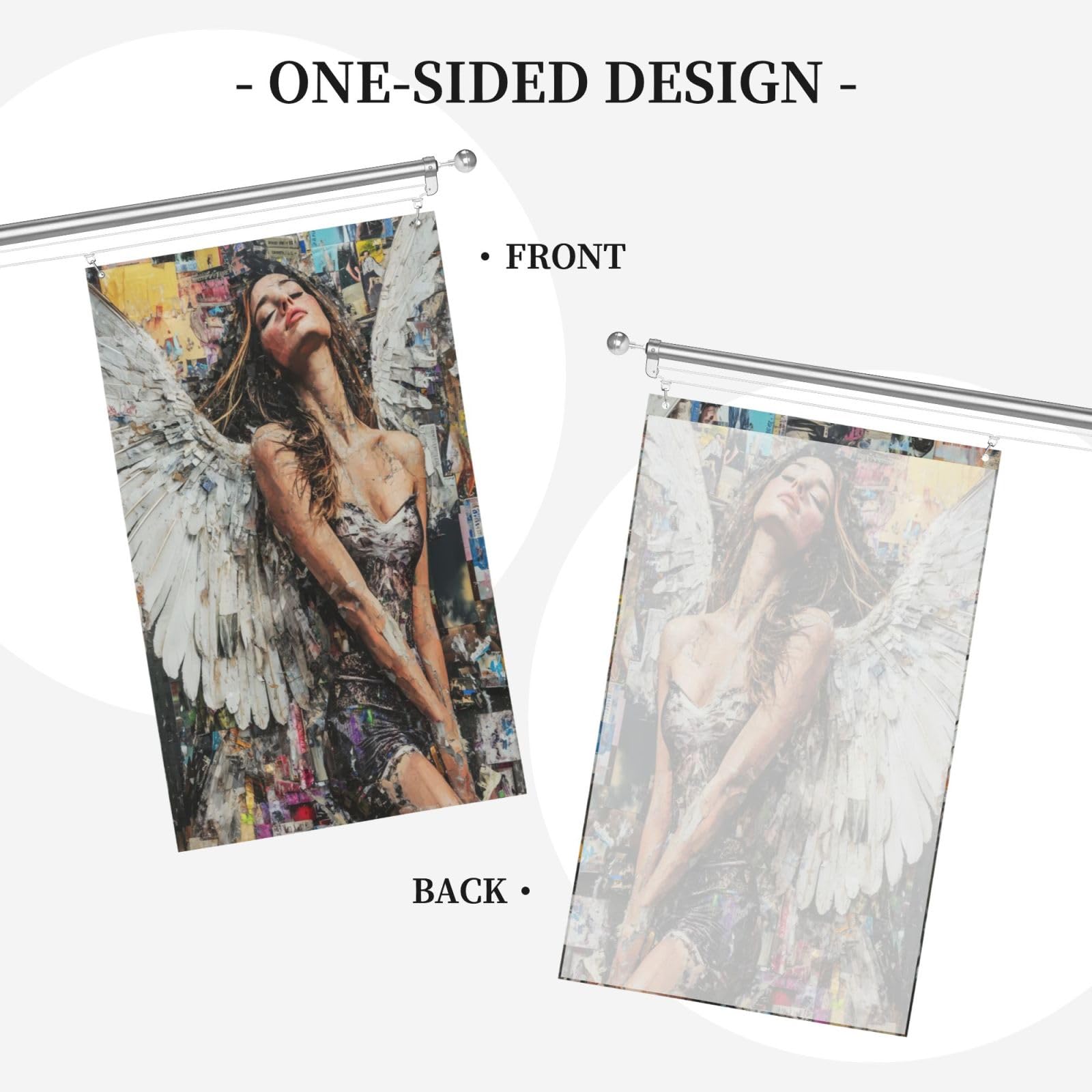 Pretty Angel Graffiti Street Art Yard House Flags,3x5 Ft Season Greeting Banner With Grommets Indoor Outdoor Party Home Decorations