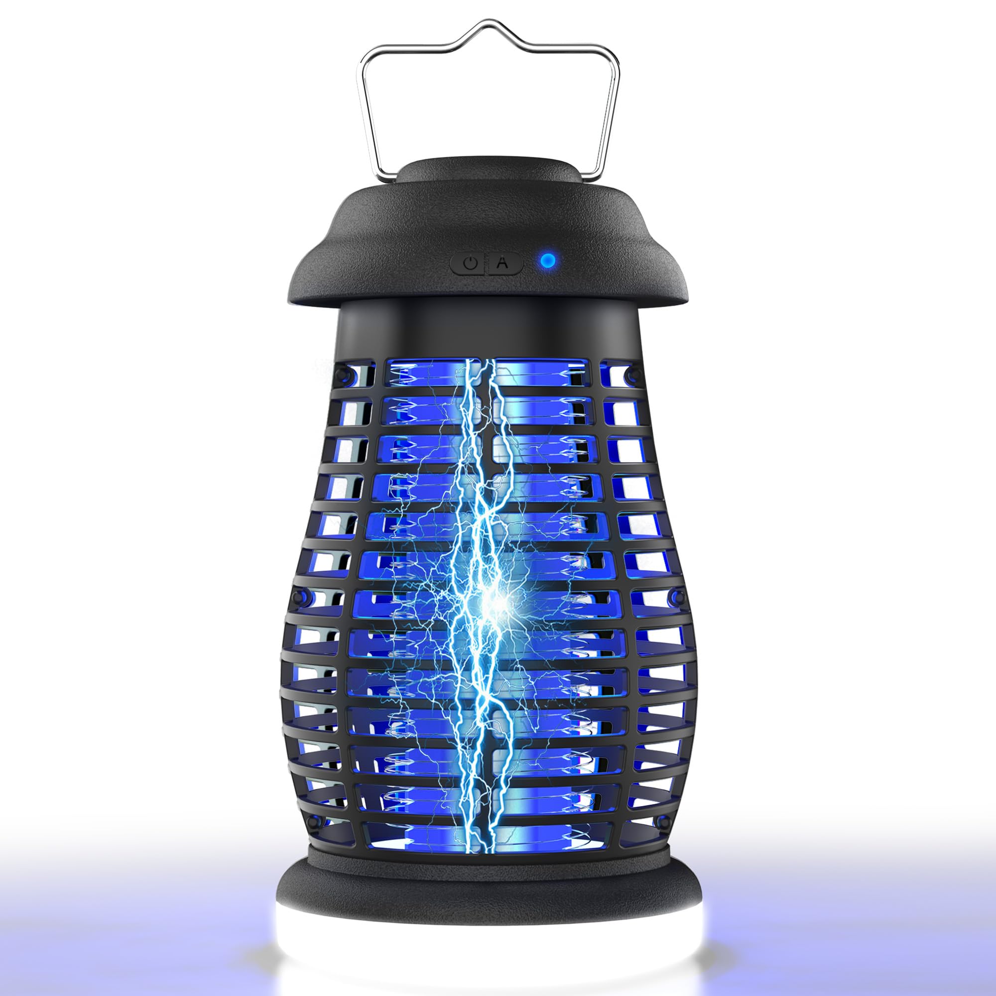 Cordless Bug Zapper Outdoor & with LED IP67 Waterproof Mosquito Zapper Indoor & Camping 4800mAh Electric Wireless Fly Zapper Portable Fly Trap (Black)
