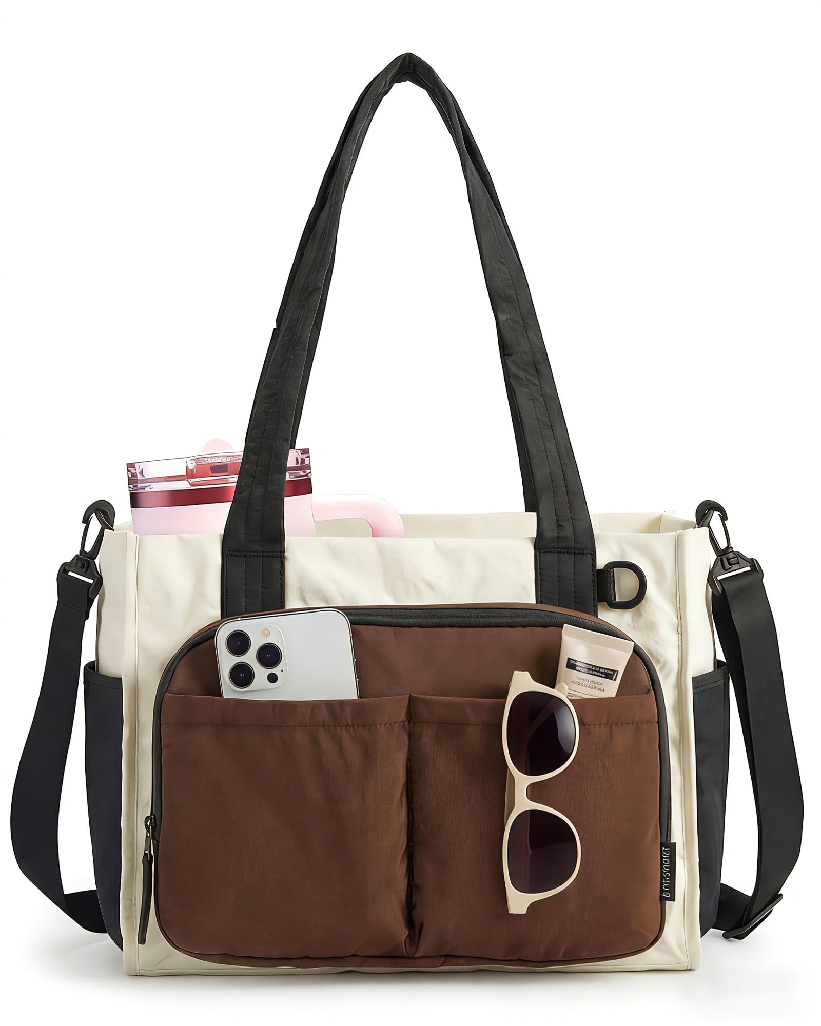 BAGSMART Tote Bag for Women Work, Puffy Travel Tote Handbag Gift for Teacher & Nurse | Medium-13" laptop, w/ 30oz cup holder, Large-15.6" laptop, w/ 40oz cup holder, For campus, work, mothers day gifts — view 15
