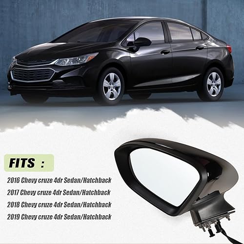 Miniatura 5 de Lqito Espejo lateral izquierdo del conductor compatible con Chevy Cruze SedanHatchback 2016-2019 con vidrio eléctrico sin calefacción, sin