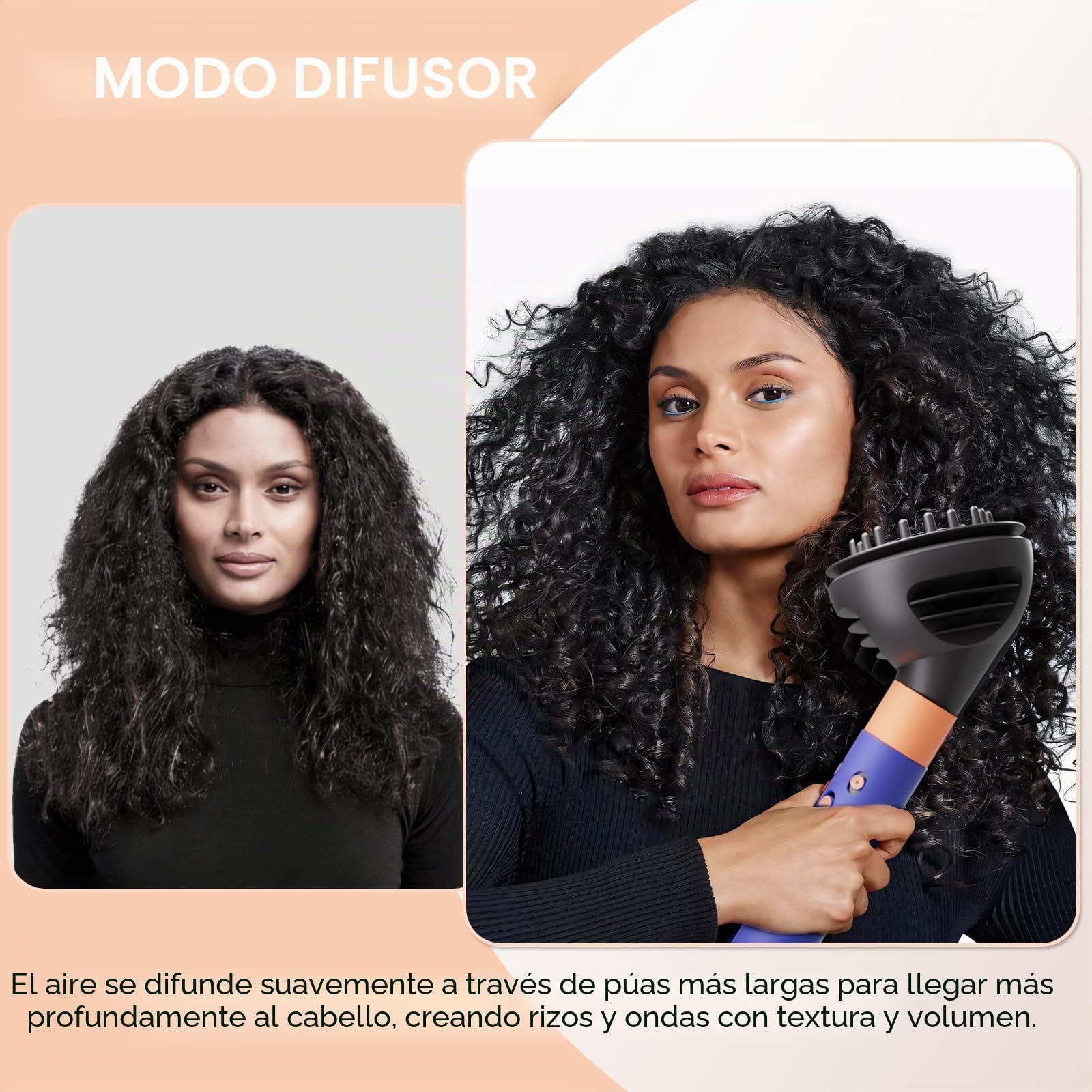 Difusor Airwrap, para Pelo Rizado, Accesorio con Modo de Doble Cúpula y Difusor, Compatible con HS08 HS05 HS01 HS03