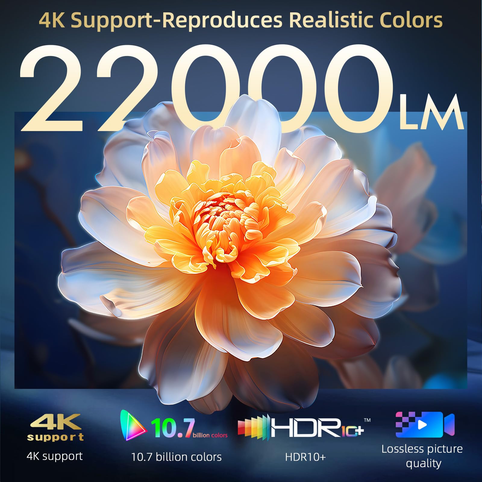 [Netflix Officially & Dolby Audio] Smart Projector with WiFi6 and Bluetooth5.3, Electric Focus & Auto Keystone 4K Support, High Brightness Movie Projectors, Native 1080P Proyector Built-in Apps