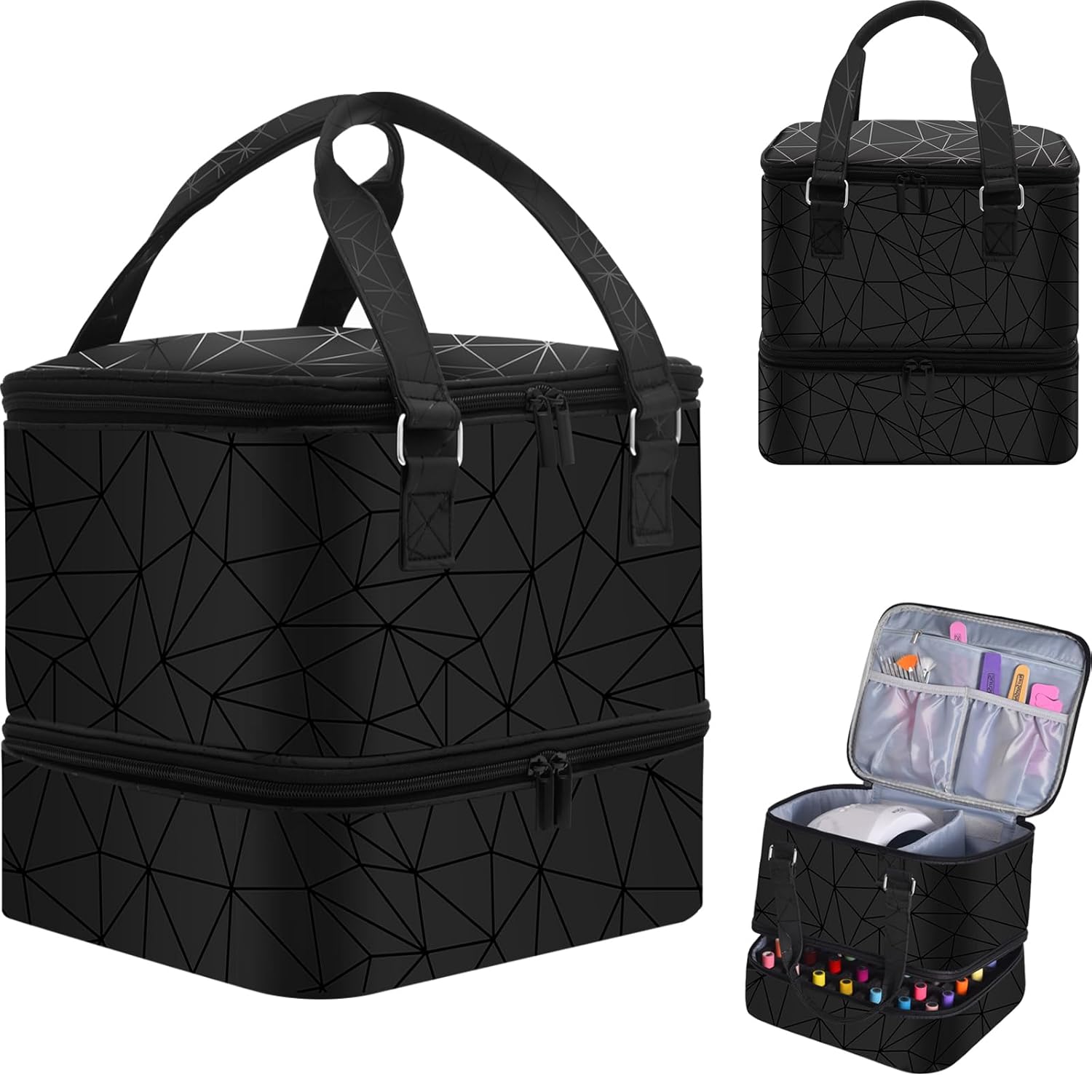 Nail Polish Organizer Case – Holds 42+ Bottles (15ml/0.5 fl.oz) and 1 Nail Lamp, Upgraded Double-layer Nail Polish Carrying Case Nail Polish Storage Bag with Handles (Black, 42 BOTTLES) Nail Polish Organizer Case – Holds 42+ Bottles (15ml/0.5 fl.oz) and 1 Nail Lamp, Upgraded Double-layer Nail Polish Carrying Case Nail Polish Storage Bag with Handles (Black, 42 BOTTLES)