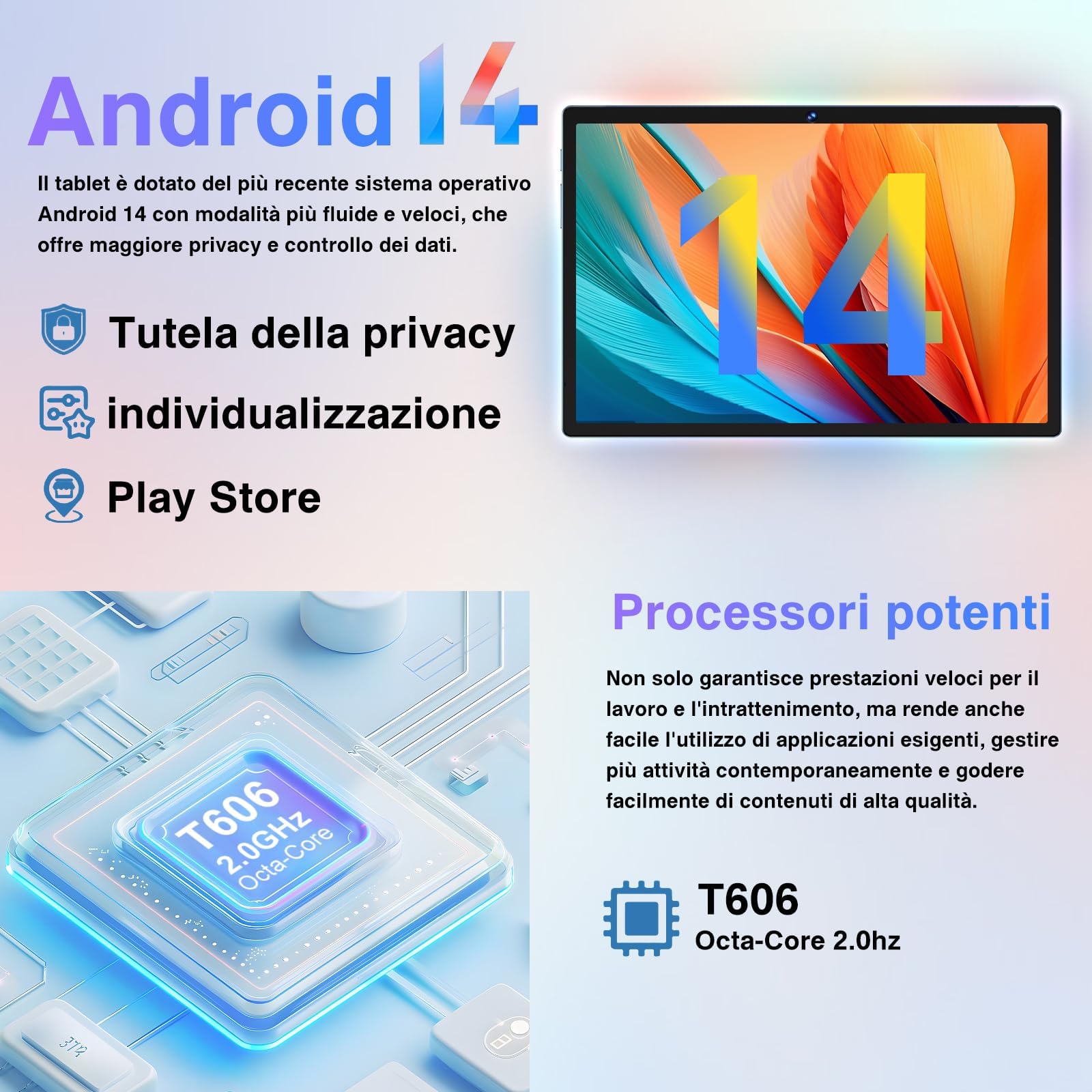 Biegedy Tablet 10 Pollici Tablets Android Octa-Core 2.0 GHz, 22GB RAM+128GB ROM (1TB TF) 5G/2.4G WiFi 6, Widevine L1/GMS/Involucro in metallo/BT5.0/8000mAh/5+8MP, Tablet con Tastiera e Mouse - Blu