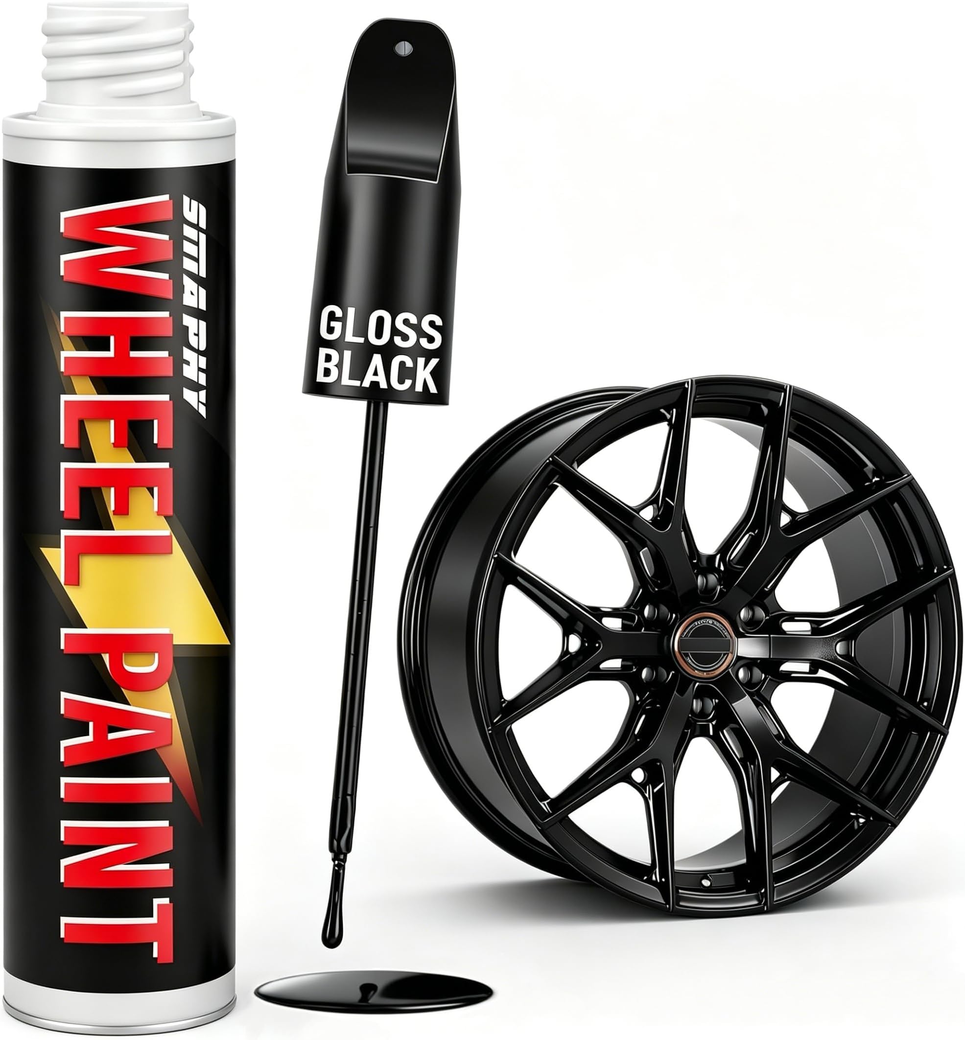 Gloss Black Rim Touch Up Paint Pen for Wheel Scratch Repair, Universal Car Rim Paint for Wheel Repair