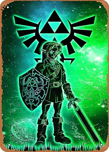 Ysirseu Link Zelda - Cartel de metal para juegos de videojuegos, de 8 x 12 pulgadas, personaje de héroes, vintage, decoración de cueva de hombre, 8