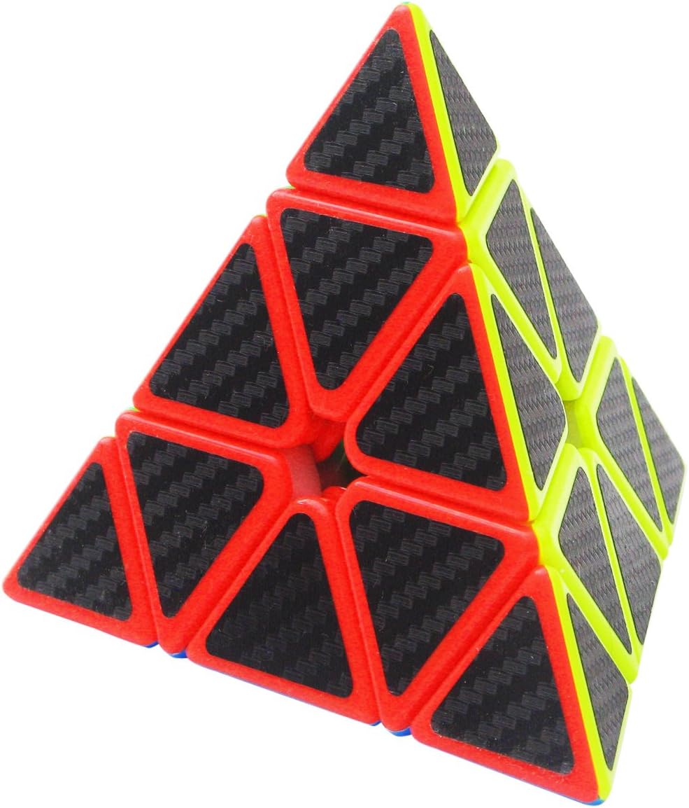 Coolzon Triángulo Pyraminx Puzzle Cube Pyramid Cubo Magico con Pegatina de Fibra de Carbono Velocidad