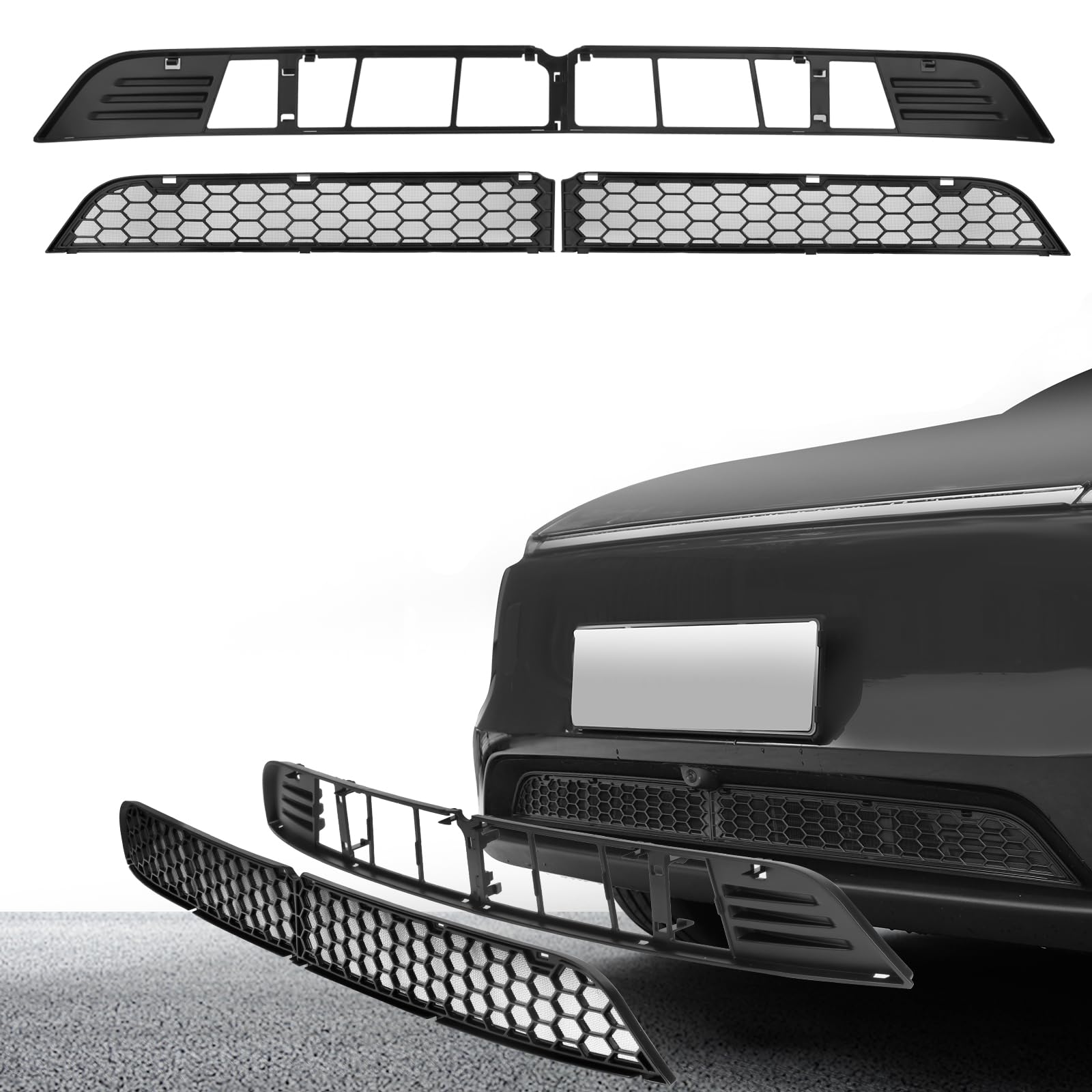 Kühlergrill-Einsatz für Tesla Model Y Juniper 2025-2026, Front-Lufteinlass-Gitterabdeckung mit Insektenschutz, Ersatz für Model Y Zubehör, abnehmbar, schwarz