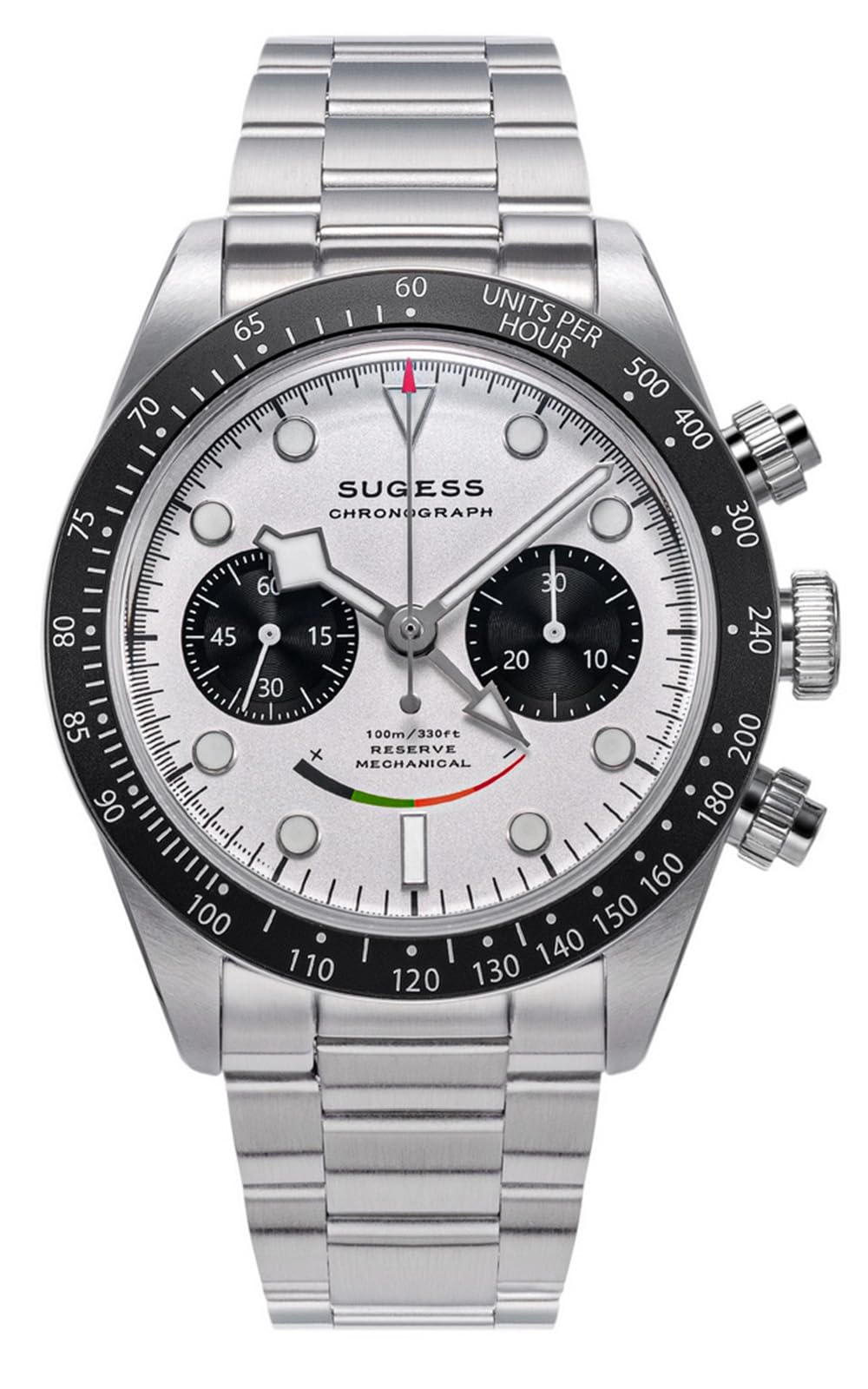 Sugess Seagull ST1905 Smiley Panda Weiß Betriebsanzeige Chronograph 1963 BNIB
