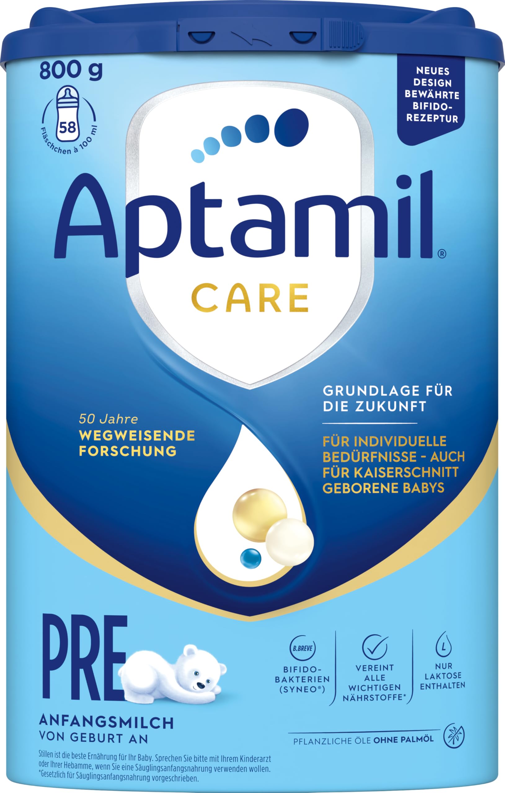 Aptamil Care Pre – Auch für Kaiserschnitt geborene Babys – 1 x 800 g