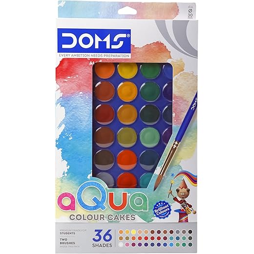 Doms 36 Shades Water Colour Cakes 30mm