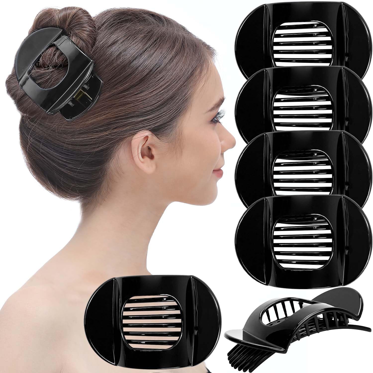 RC ROCHE Pack of 6 Large Teeth Thick Hair Non-Slip Hair Clips Hair Clip Women Girls Medium Black