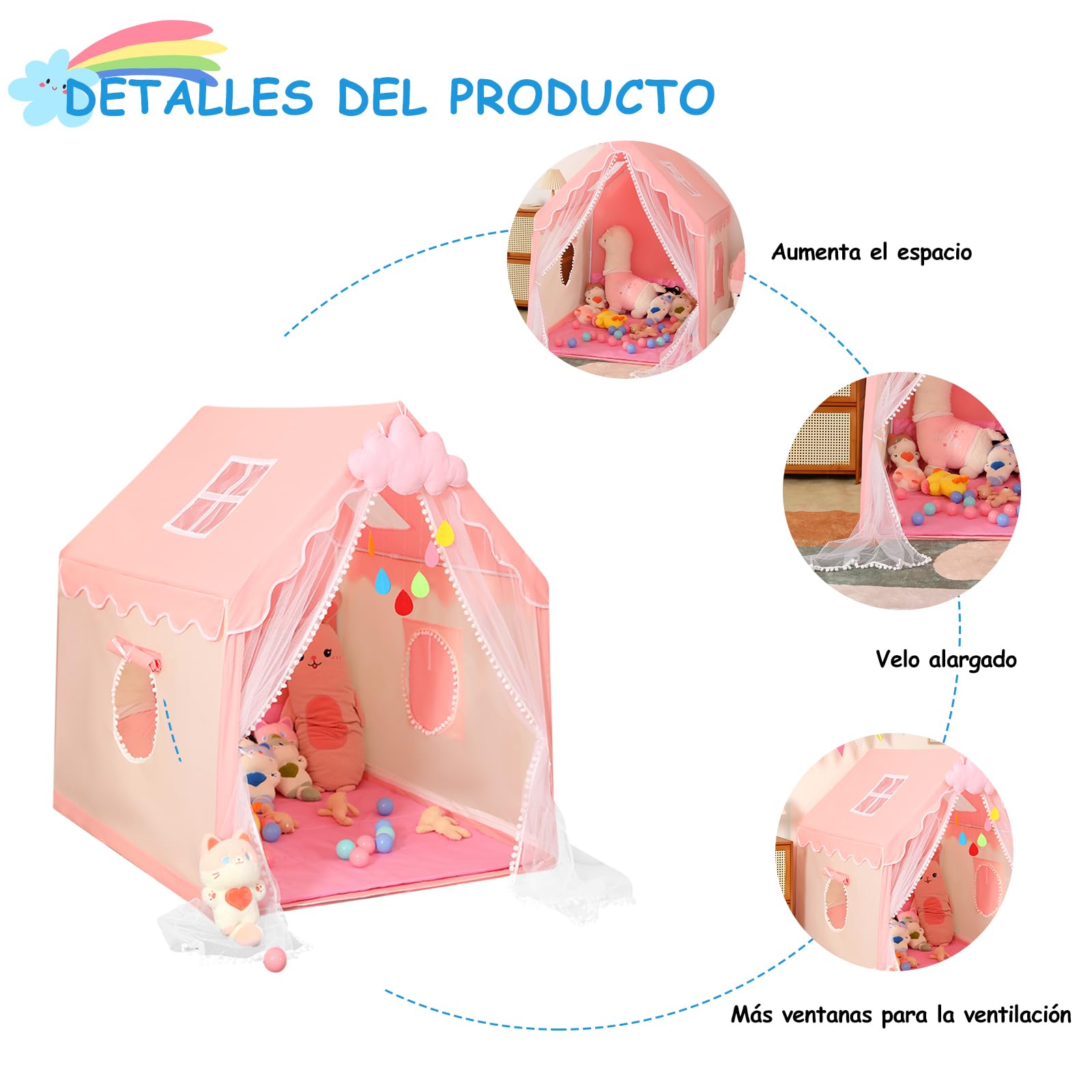 Ergocar Tenda da Gioco per Bambini, Tenda per Bambini Portatile, Castello della Principessa, Casetta dei Giochi per Interni ed Esterni, Regalo di Compleanno di Natale per Ragazzo e Ragazza