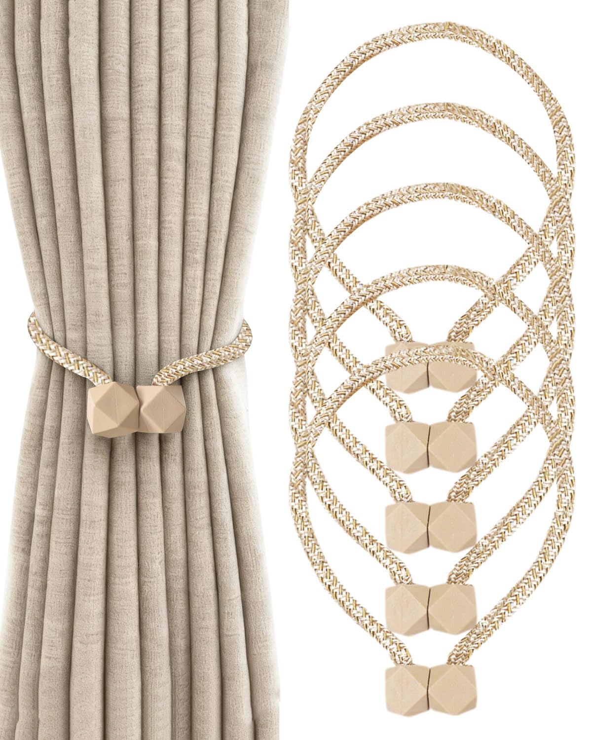 5 Pezzi Fermatenda Magnetiche,Fascette Magnetici per Tende,Calamite,Fermagli Lacci per Tendine（Mika）