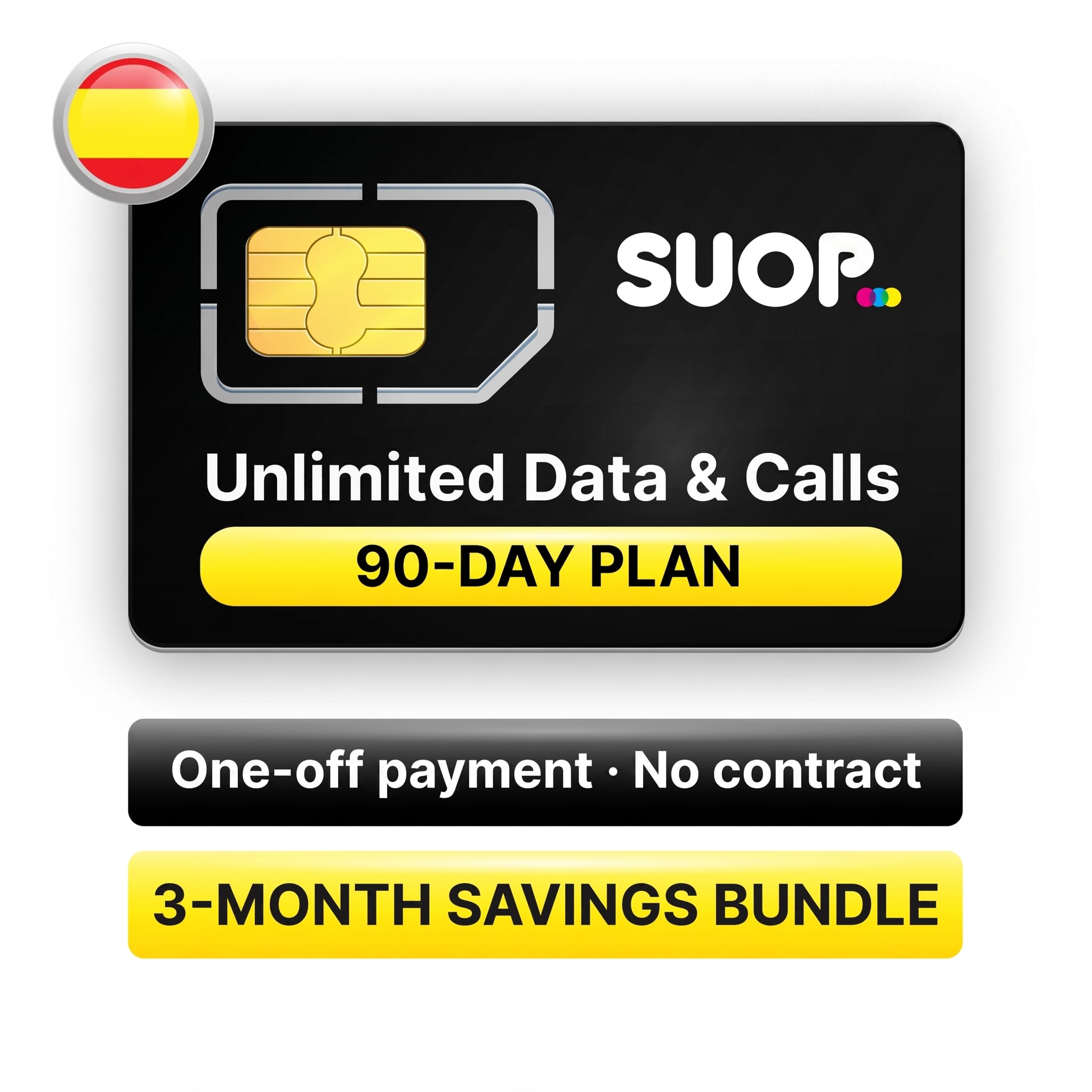 Pack Ahorro Prepago para España. 90 días con GB ilimitados y Llamadas. Pago único sin recargas Usar en Vacaciones con el móvil o un Router MiFi 4G/5G.