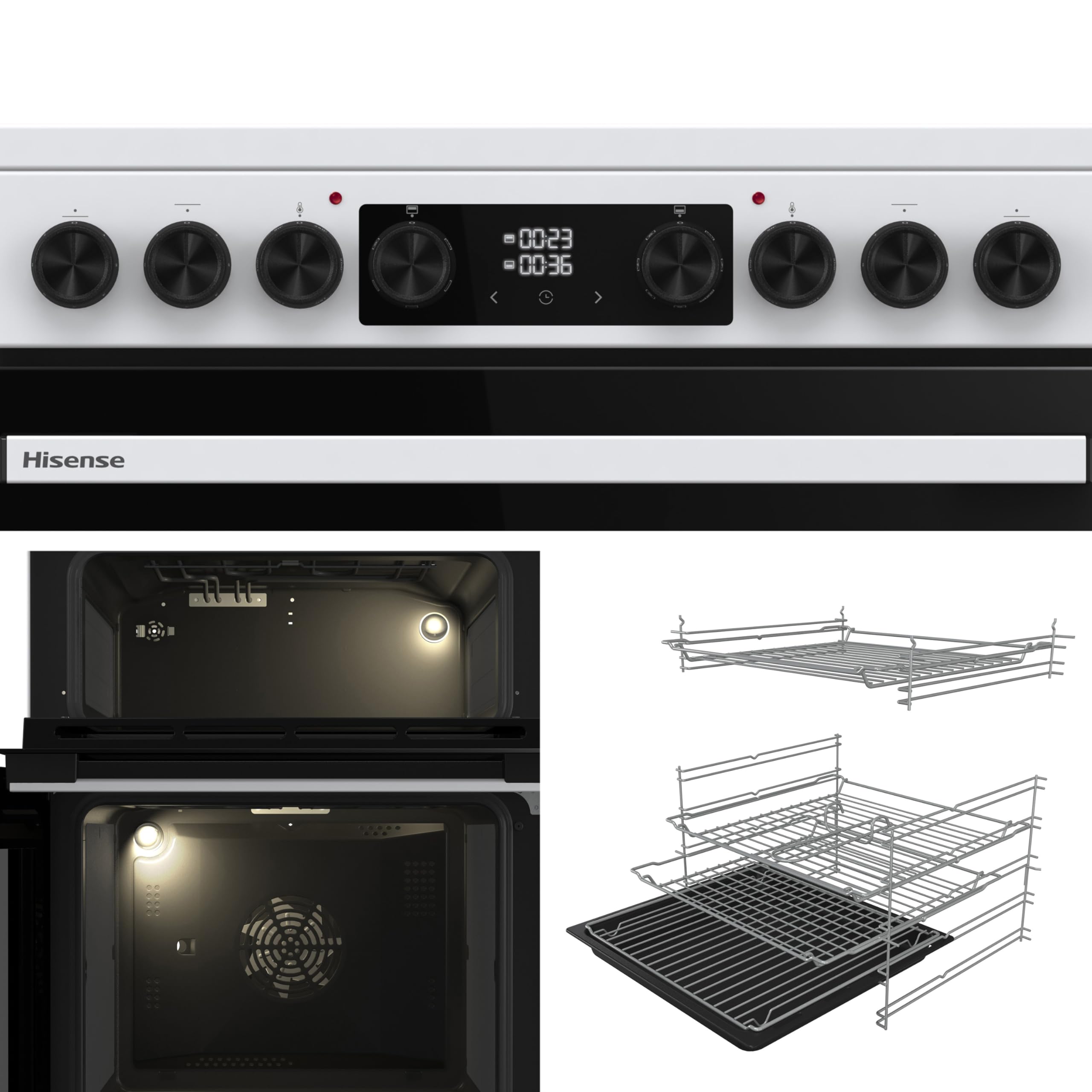 Hisense Hi6 Max 60cm Electric Cooker with Ceramic Hob HDCEC6C20W - White - A Rated — view 4