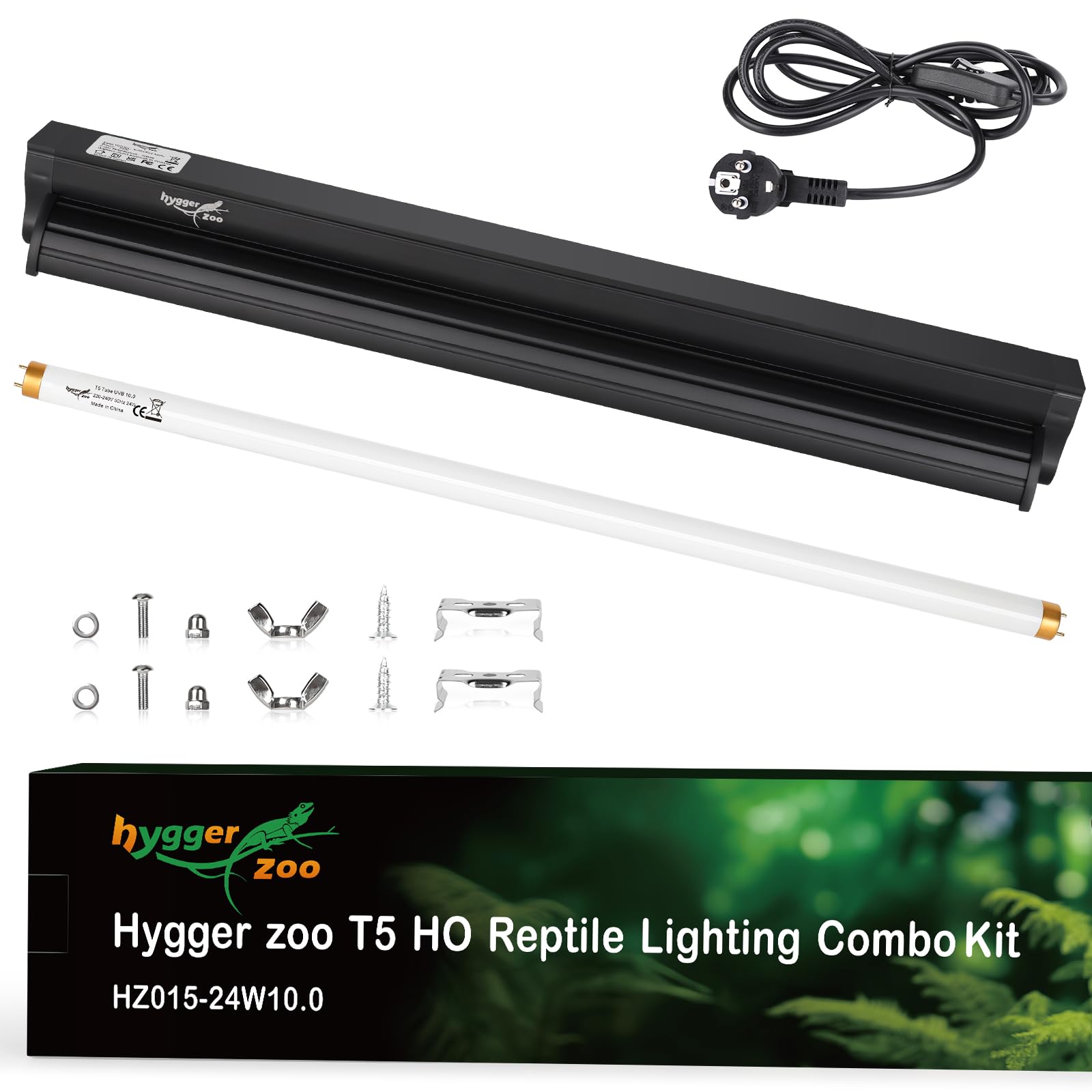 24W UVB lamp terrarium lumière T5 Lampe UVB 10.0 22" Kit combo d'éclairage | HO 10% UVB & 30% UVA UVB Light avec barre de lumière de désert reptile lampe UVB pour tortue dragon barbue léopard gecko tank