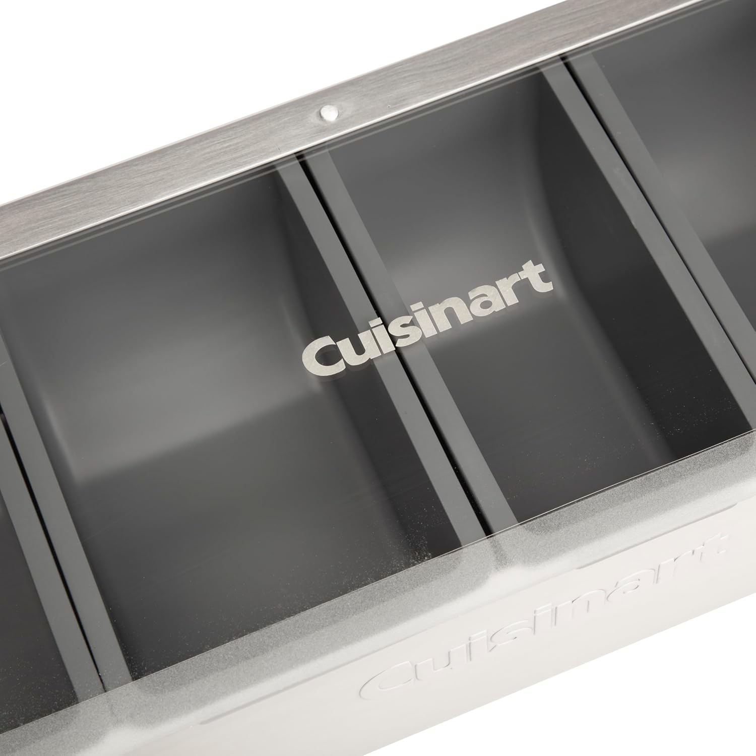 Stainless Steel Condiment and Topping Station with Translucent Lid