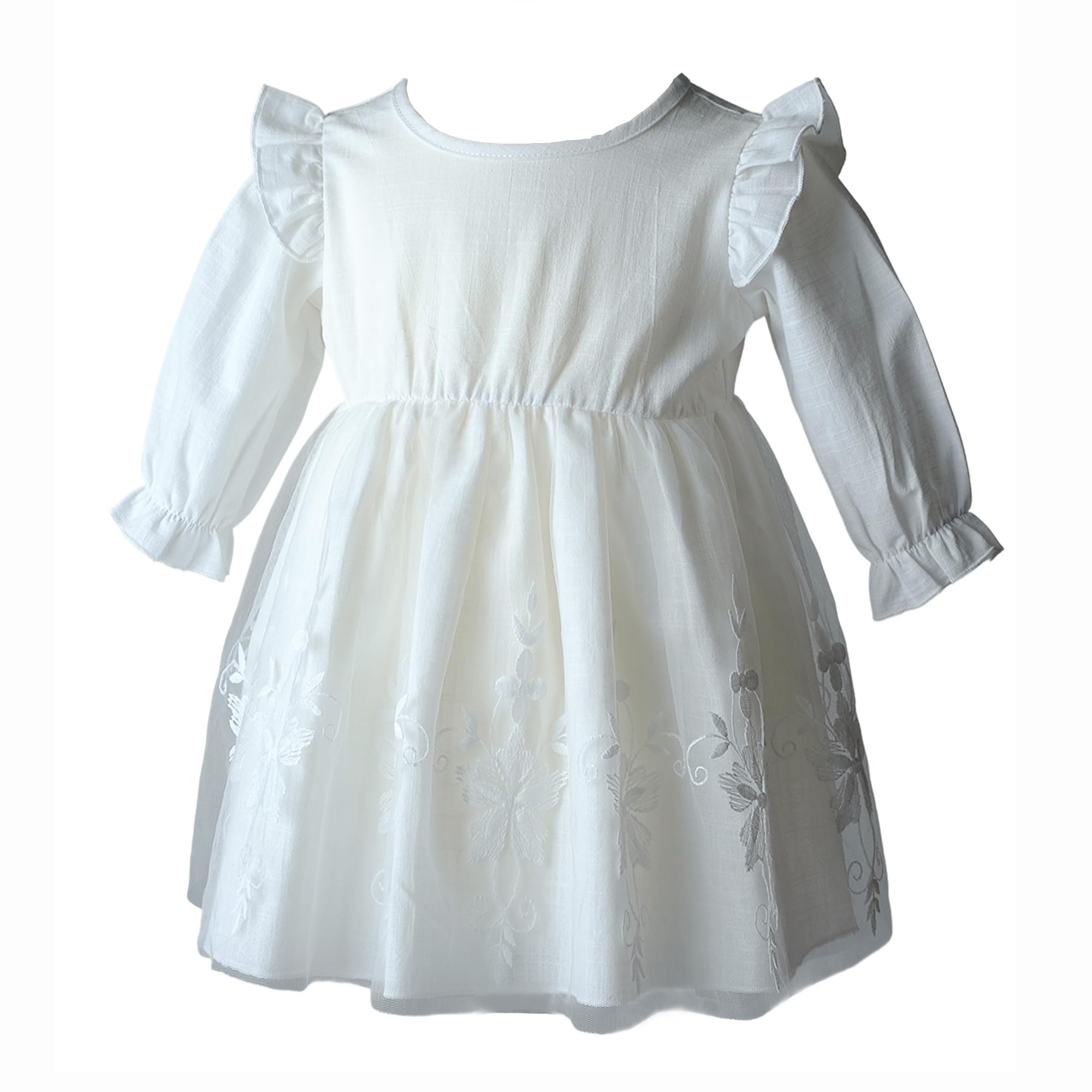 100% Baumwolle Taufkleid Festkleid Baby Mädchen Blumenmädchen L17