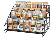 Spice Rack 4 Tier Kitchen Cabinet Organizer,Countertop Spice Rack,Tier Depth Adjustable Cabinet Shelf,Step Spice Organization Easy Visibility,Holds Seasoning and Condiments