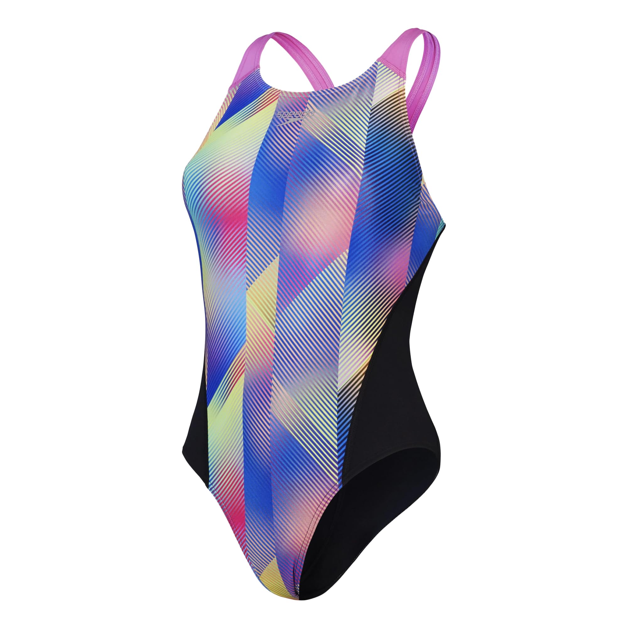 Speedo Black/Pink/Blue Allover Digital Recordbreaker Swimsuit - Uk Size 32