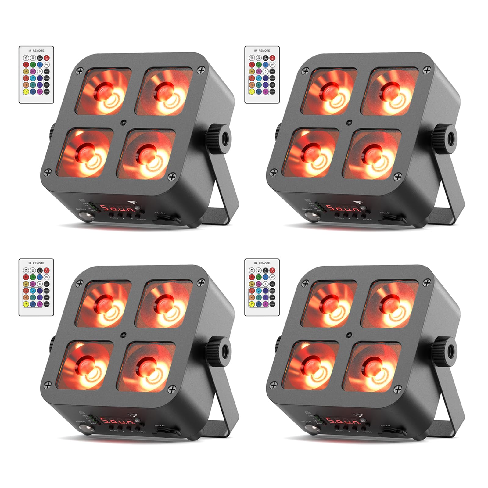 4 Pack 100W Par LED Strahler mit Akku RGBWA+UV 4x25W DMX Mini Bühnenlicht Scheinwerfer mit Fernbedienung App-Steuerung Discolicht Stage Light für DJ Party Show Bar Halloween Weihnachten