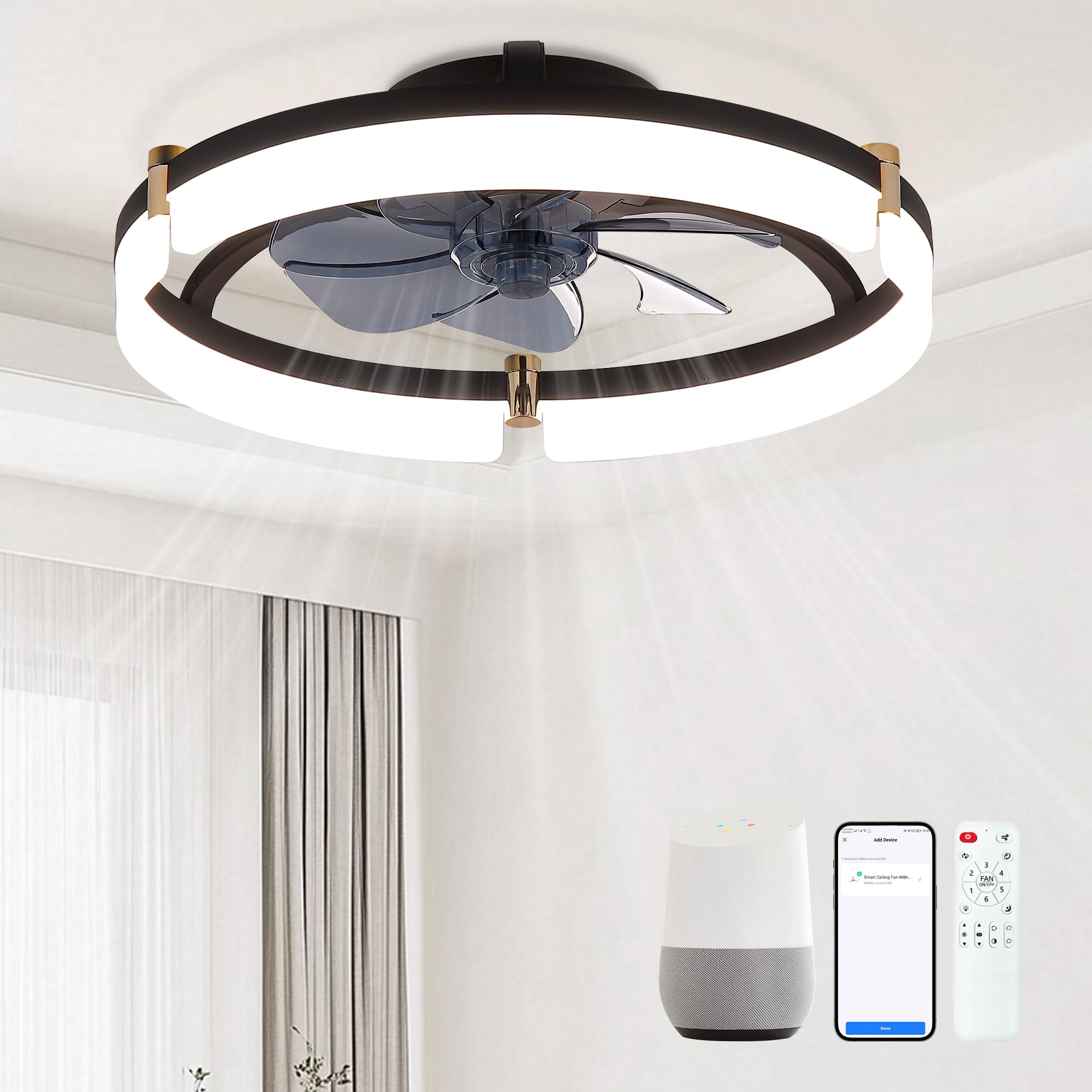 DIAMONDFORGE 20' Wi-Fi Flush Mount Smart Ceiling Fan