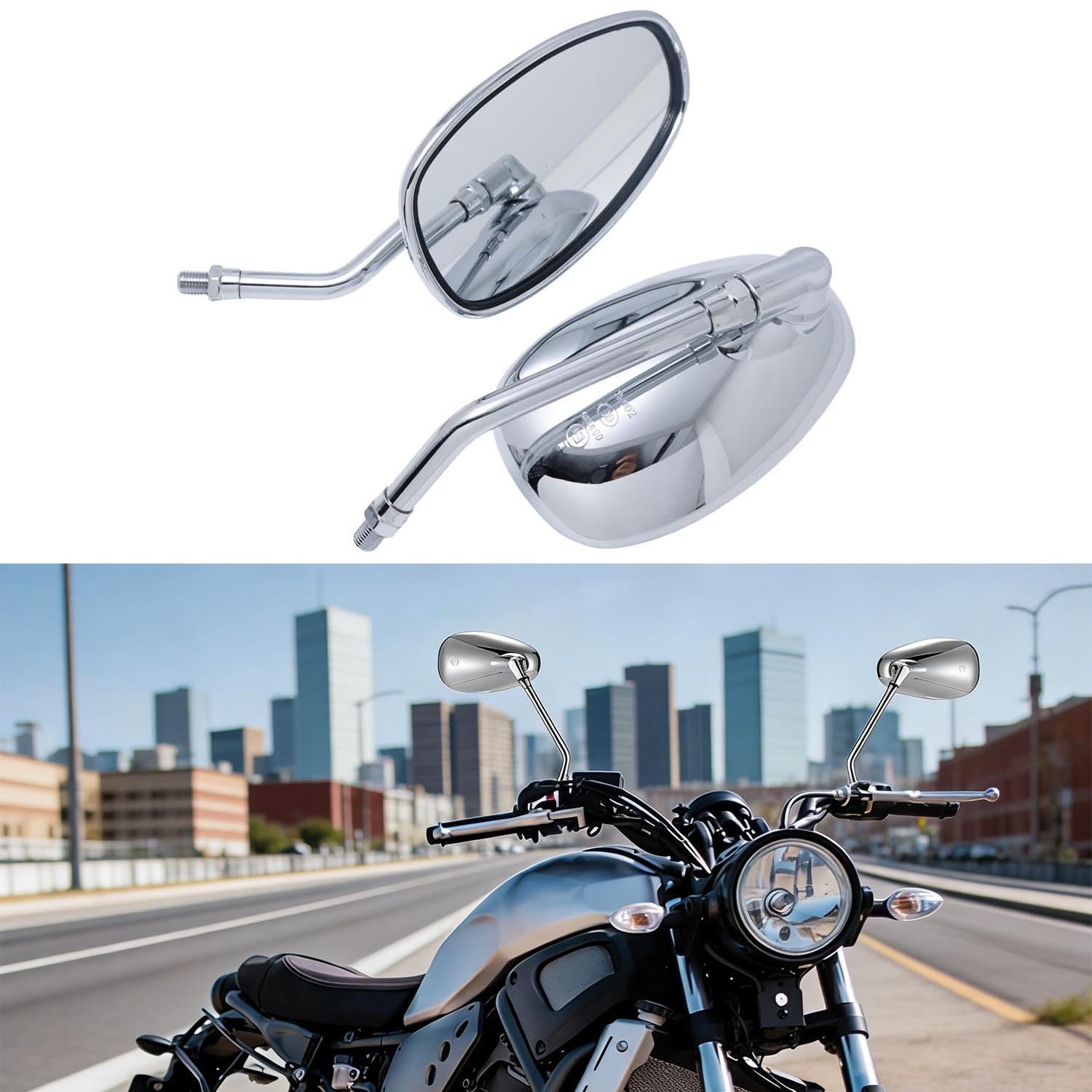 Lusterka wsteczne motocyklowe 10mm chromowane lusterka boczne do rowerów ulicznych, skuterów, Honda, Suzuki, Cruise, Sport Bike ATV