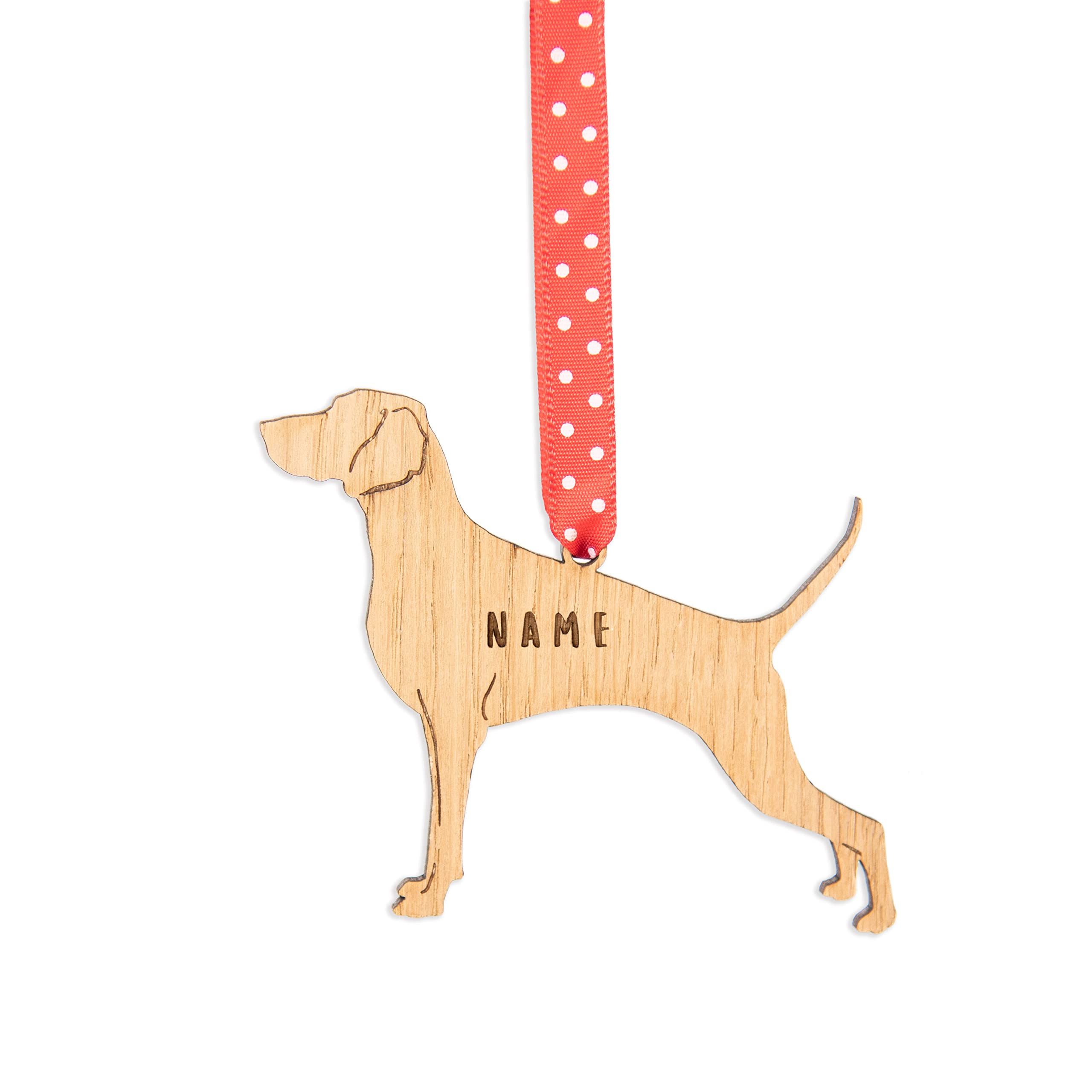 Christmas tree decorations | Personalised German Pointer dog shaped laser cut oak Christmas bauble | Decoration for present for pet bereavement or memorial gifts as keepsake ornaments