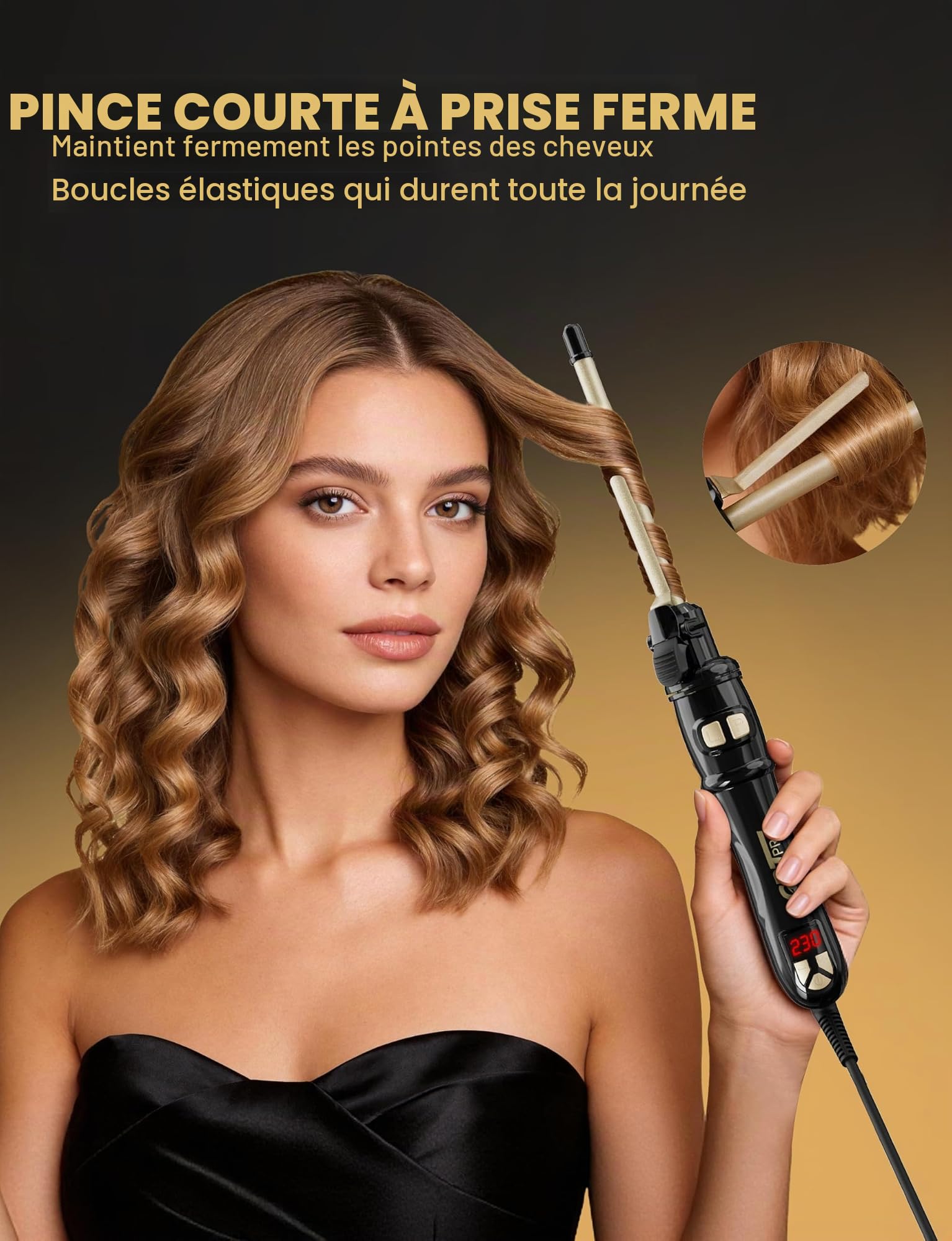 Boucleur À Cheveux Automatique 9mm - Fer À Boucler Automatique Pour Petites Boucles Avec 14 Niveaux De Chauffage (100-230 °C), Écran LED, Chauffage Rapide En 30 Secondes, Arrêt Automatique