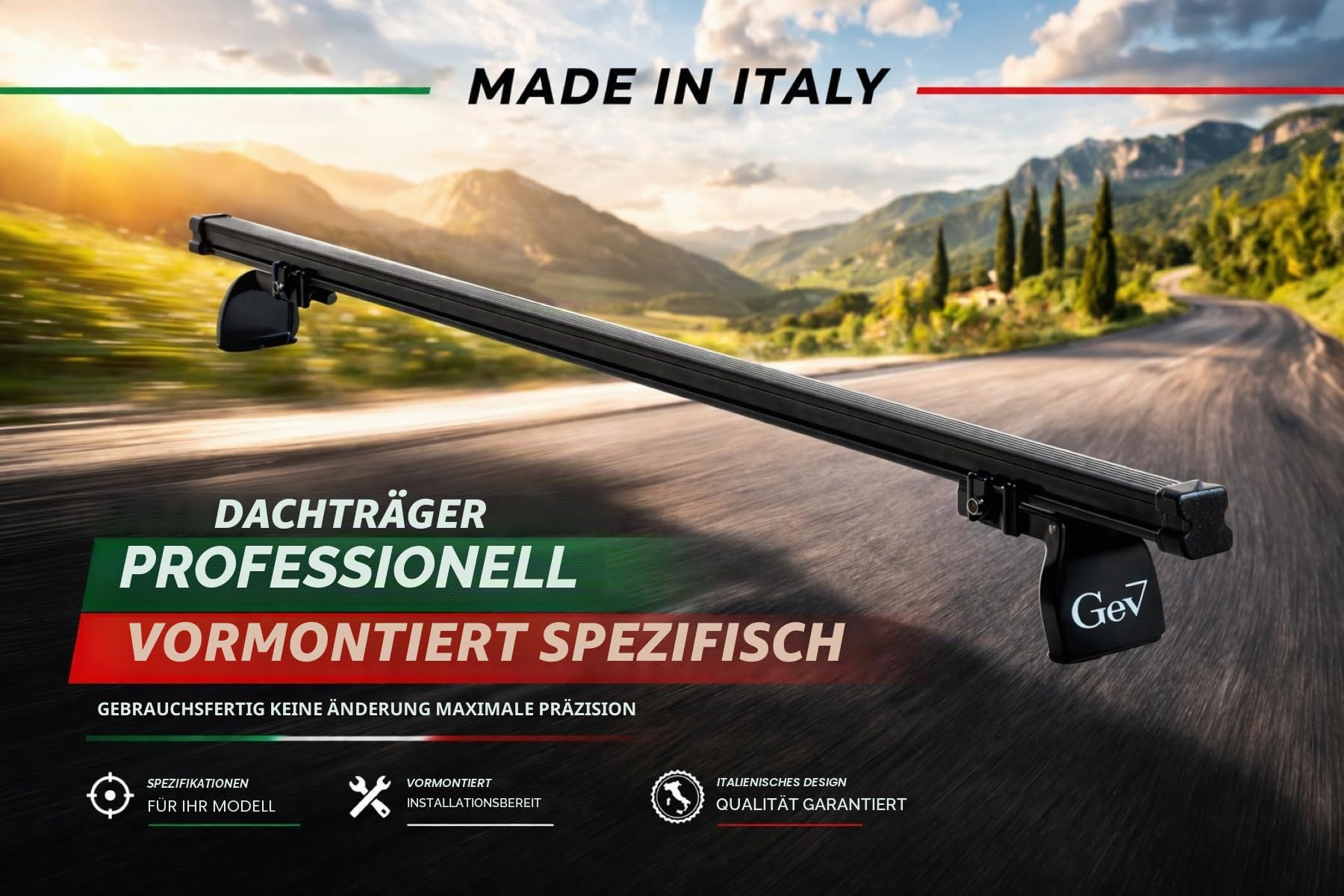 GEV 9418 Dachträger Professional Set mit 3 FIAT Doblò ab 2023, Peugeot Rifter ab 2019 Toyota Proace Ciry ab 2019 Citroen Berlingo ab 2019, Peugeot Partner ab 2019 Operl Combo ab 2019
