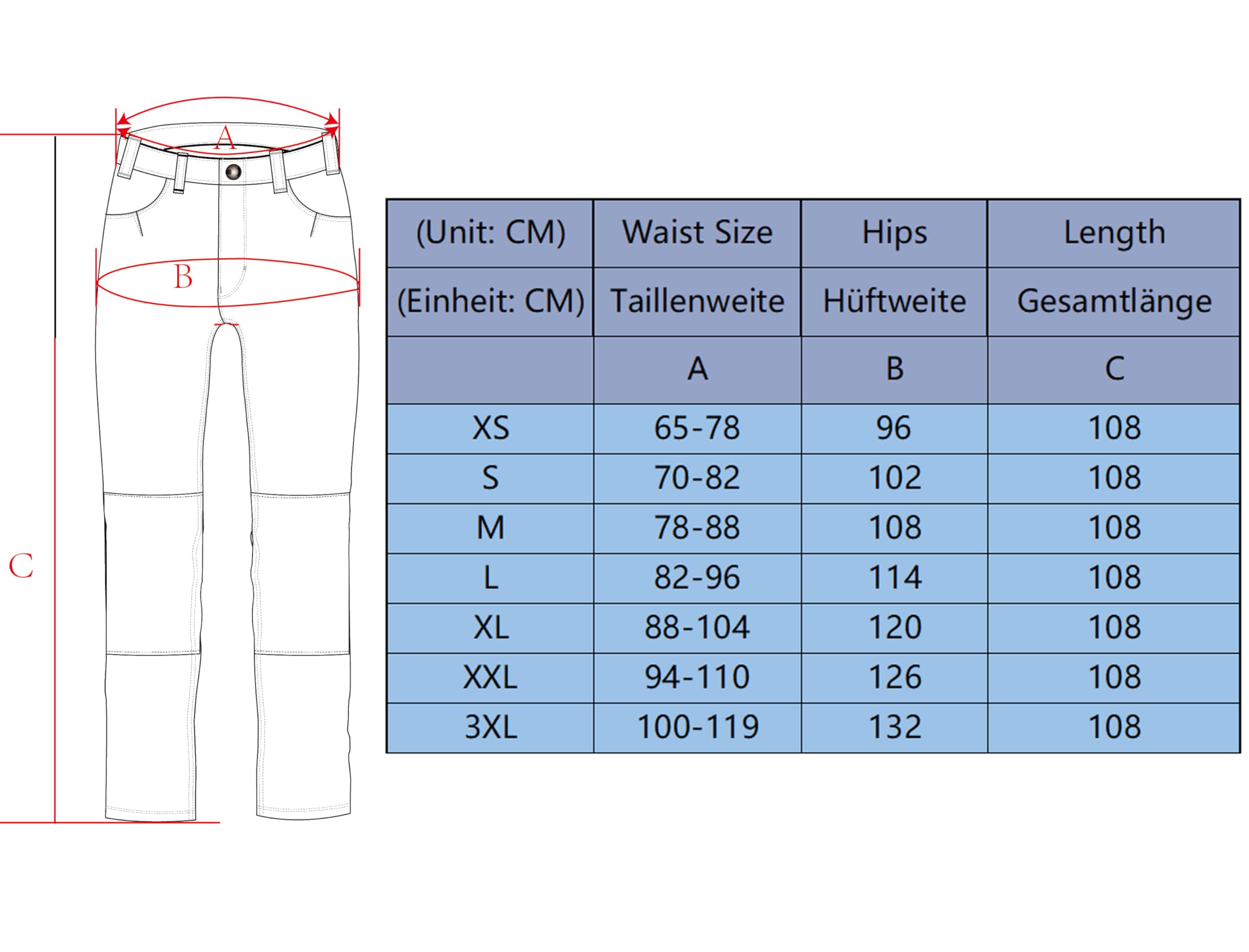 Work Idea - Pantaloni da donna per escursioni impegnative, in materiale impermeabile, taglio elastico, calore invernale, cerniere a contrasto e molto altro ancora