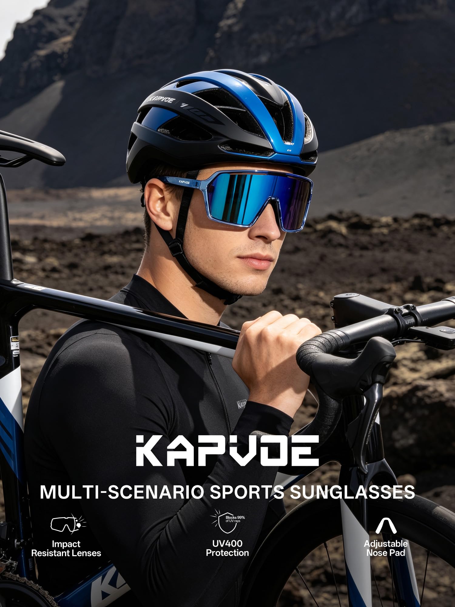 KAPVOE Occhiali da Sole Ciclismo Uomo Donna Sportivi Polarizzati Bici Mountain Bike MTB Bicicletta Baseball