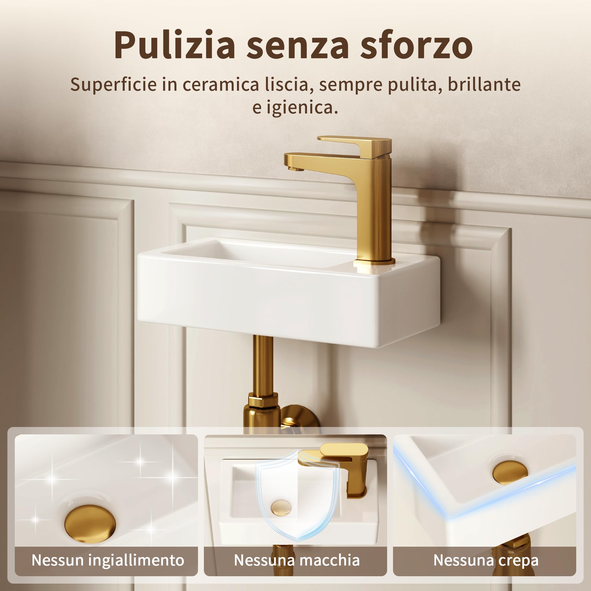 DeerValley - Piccolo lavabo da bagno rettangolare, 38 x 17,8 cm, montaggio a parete, per bagno, toilette, sospeso, design salva-spazio, facile da pulire, in ceramica nera opaca