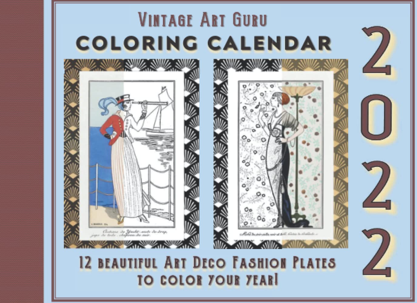 Buy Vintage Art Guru Coloring Calendar 2022 Monthly Mini Calendar for 2022 + 12 Beautiful