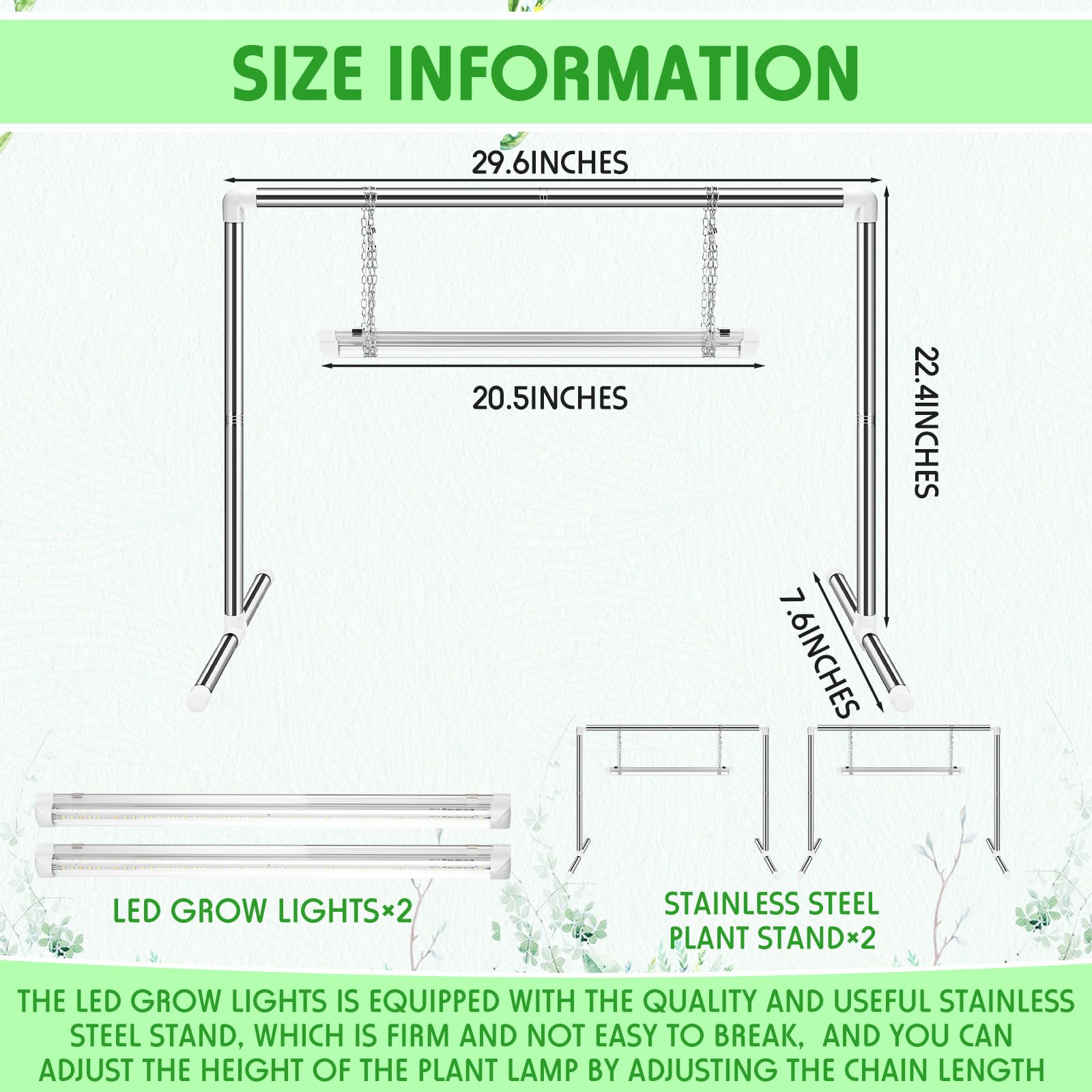 2 Set Seedling Grow Light with Stand Seeding Starter Set with 1.7ft LED ...
