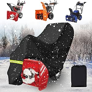 QYMOTO Large Snow Blower Cover 67&#34; Lx51.2 Hx31.5 Waterproof Heavy Duty Winter Outside Cover for Snow Blower Fit Single-Stage Two Stage 24&#39;&#39; to 32 &#39;&#39; 600D Snow Blower Cover with Air Vent,Elastic Cord