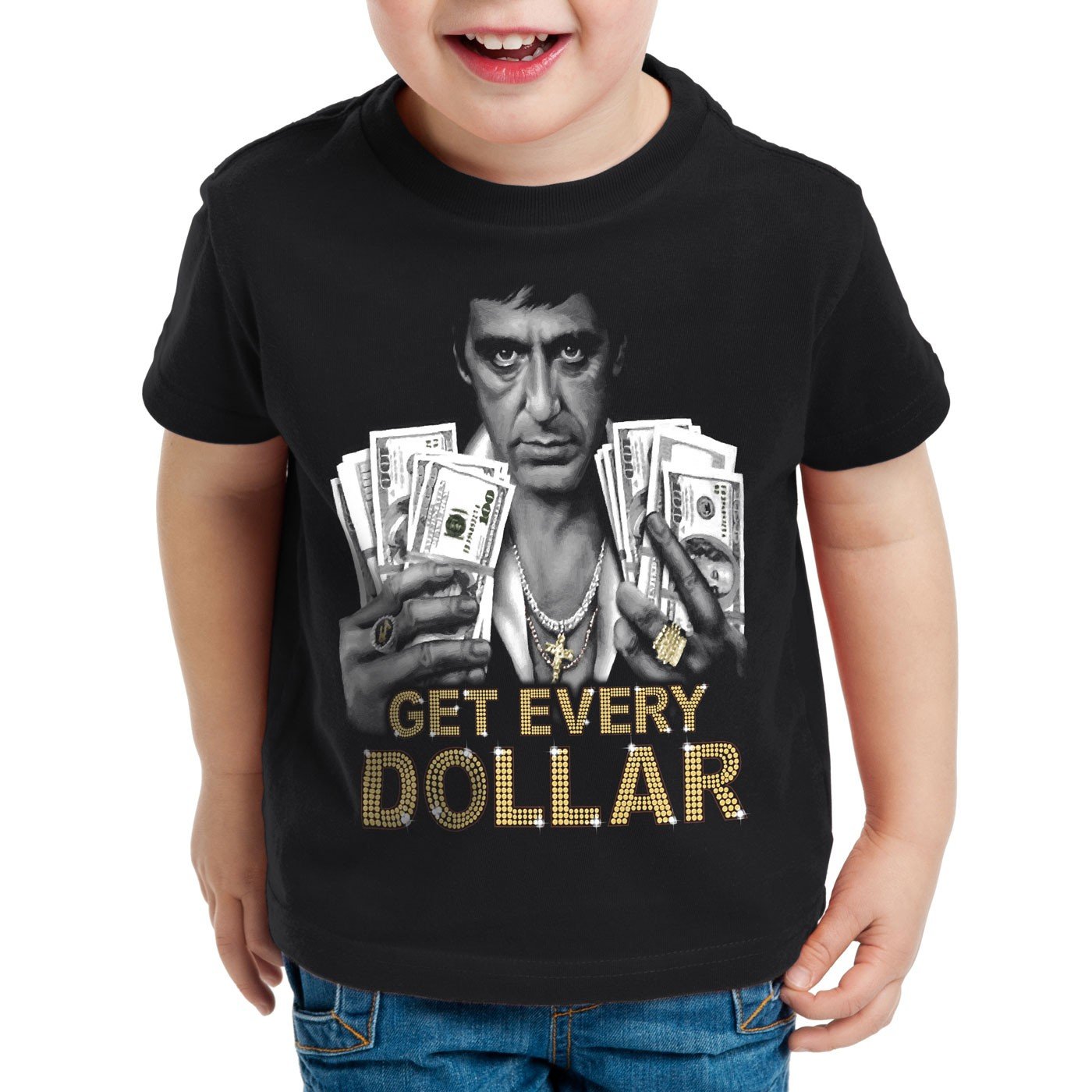 T-shirt Originale Per Bambini E Ragazzi 'Tony Get Every Dollar' – Stampa Vintage, 100% Cotone Premium - 3