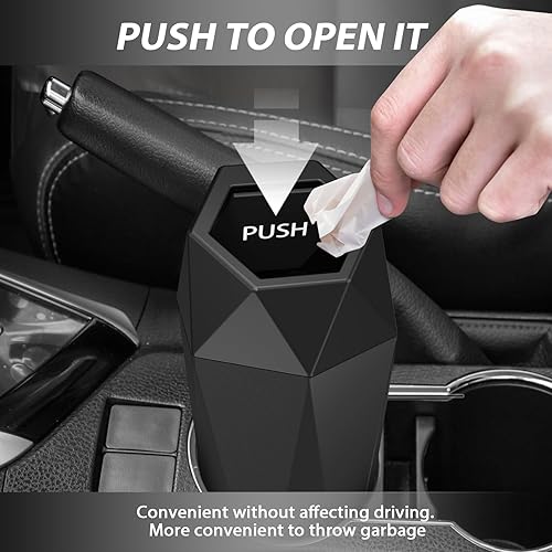 Miniatura 3 de Bote de basura para automóvil con tapa, 1 paquete de bote de basura para automóvil, a prueba de fugas, mini bote de basura para automóvil, hogar,