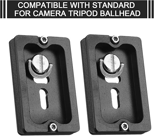 Miniatura 6 de 2 piezas de placa de liberación rápida de metal con tornillo de cámara de 14 a 20 placa de montaje de trípode para cámara DSLR, trípode de cabeza