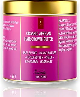 Chebe Hair Growth and Thickening Butter - Ayurvedic Deep Conditioner with Shea, Cocoa, Mango Butter, Fenugreek, and Rosemary for All Hair Types, 8 oz