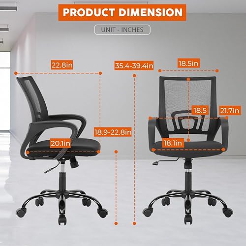 Miniatura 3 de Furniture of America Ryan - Silla ergonómica moderna con respaldo de malla con altura ajustable y función de balanceo, soporte lumbar y balanceo