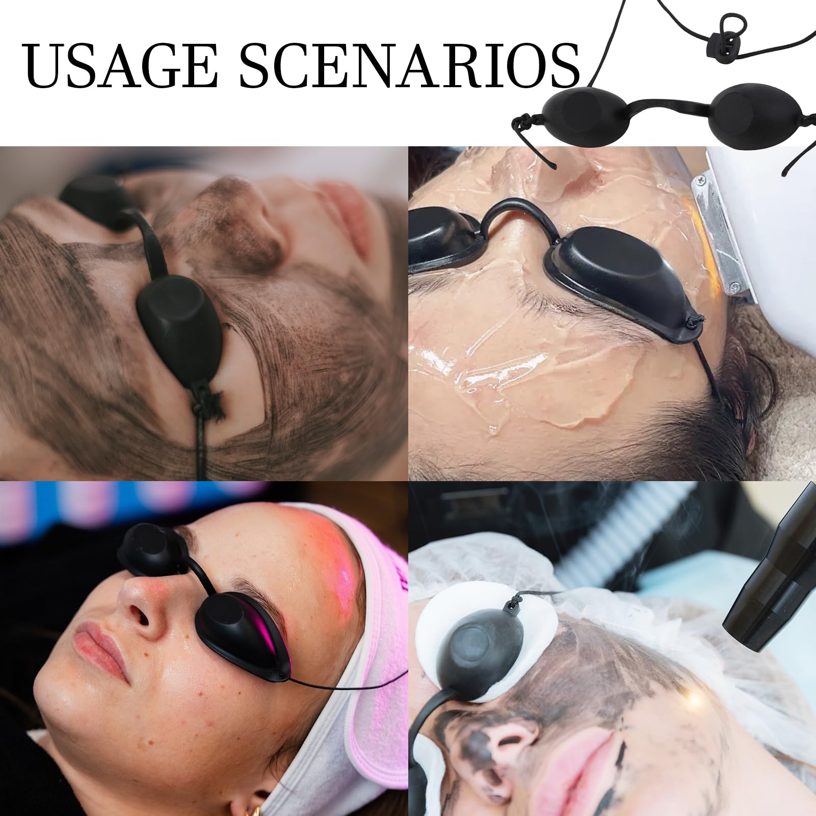 3 Pezzi Occhiali Infrarossi, Occhiali di Protezione Solarium, Occhiali di Protezione UV, Occhialini sole spiaggia, per IPL UV luce Terapia a Infrarossi, Beauty Clinic (Nero)