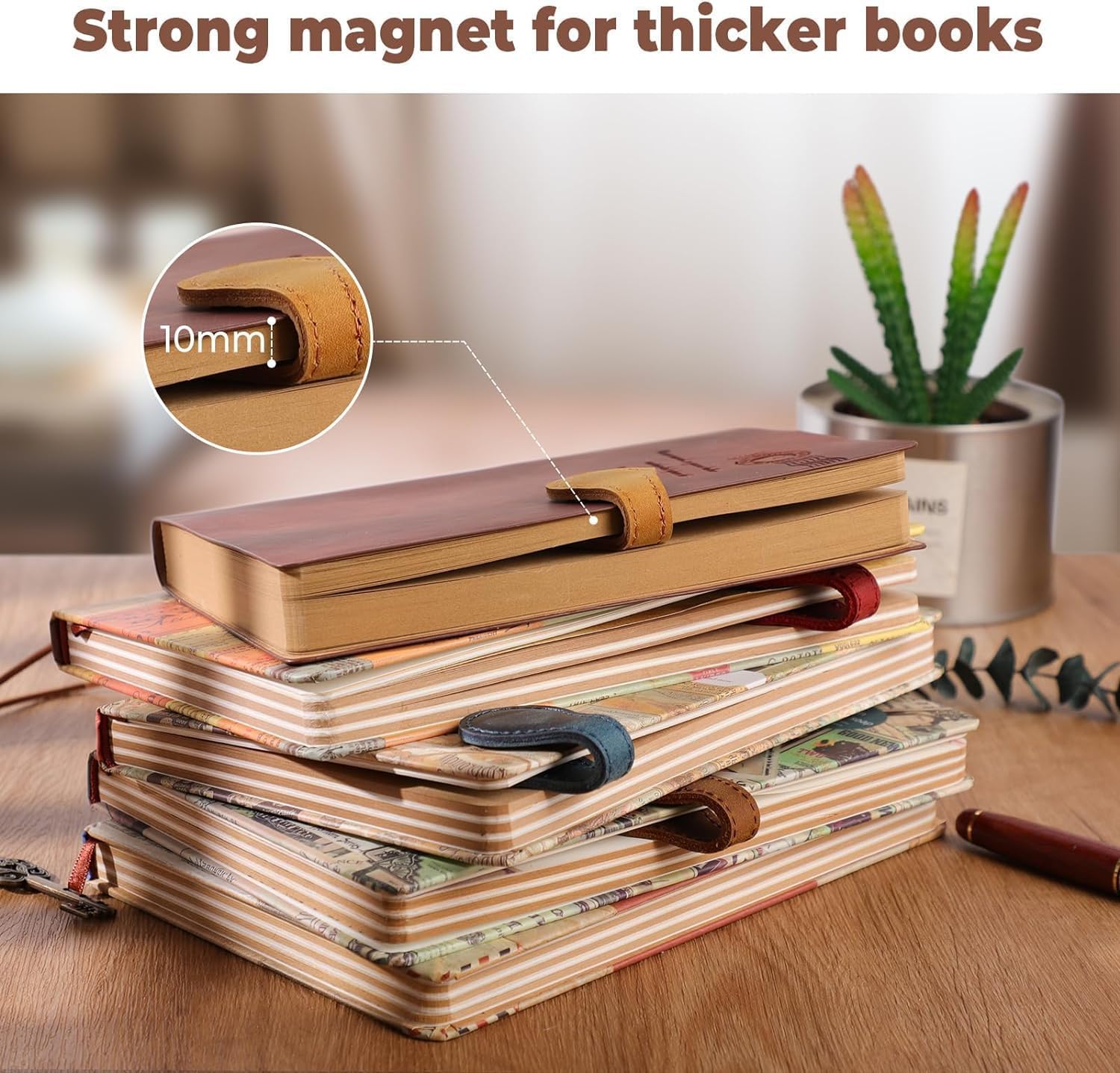 Marcapáginas Magnético De Cuero Personalizado - Con Iniciales Grabadas, 10x3 Cm, Regalo Ideal Para Amantes De La Lectura