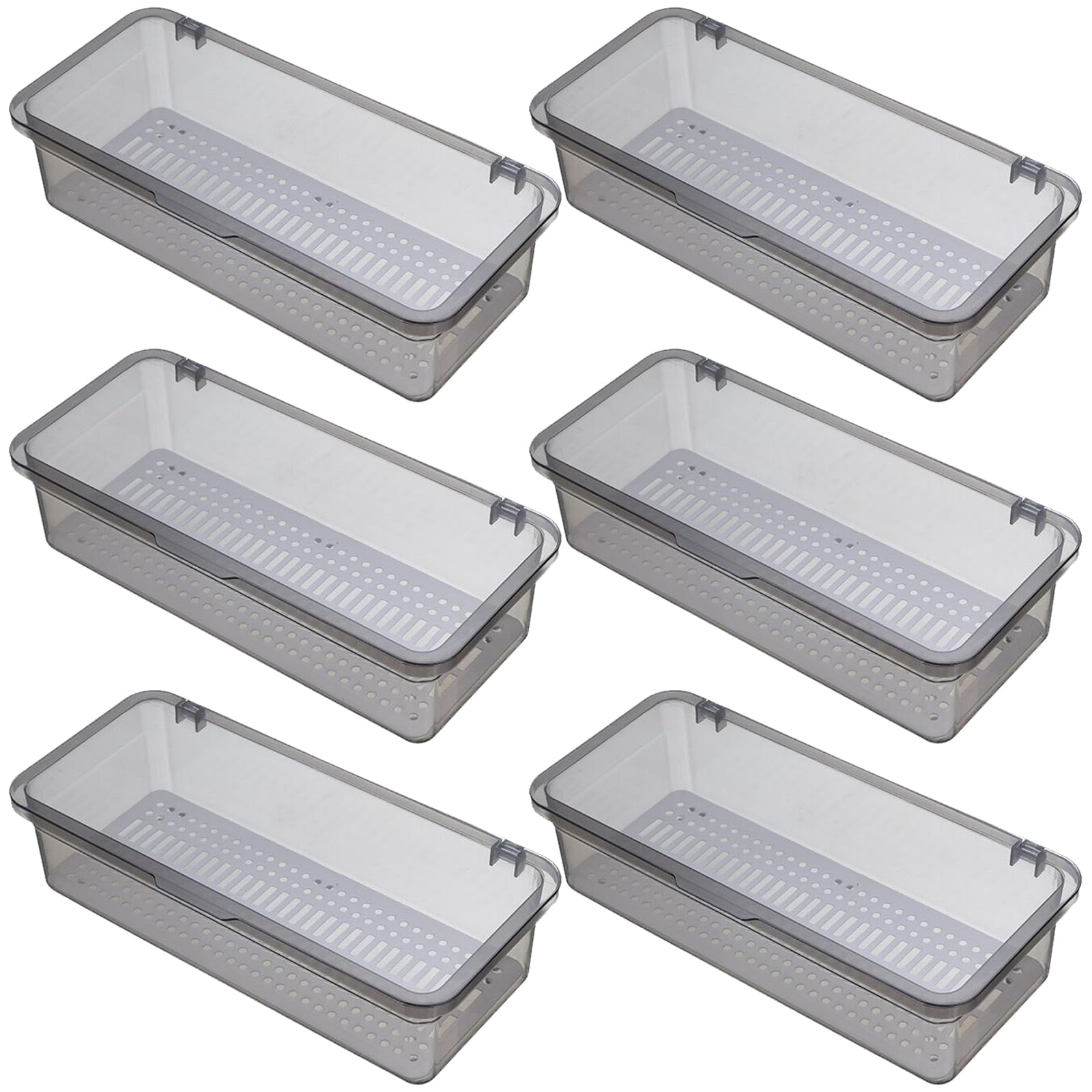 HDOYTXXM Stackable Drain Canisters 6 Part Set Drying Rack Plan Impermeable Lid Kitchen Tool Planner Polystyrene Drawer Storage Container for Utensils