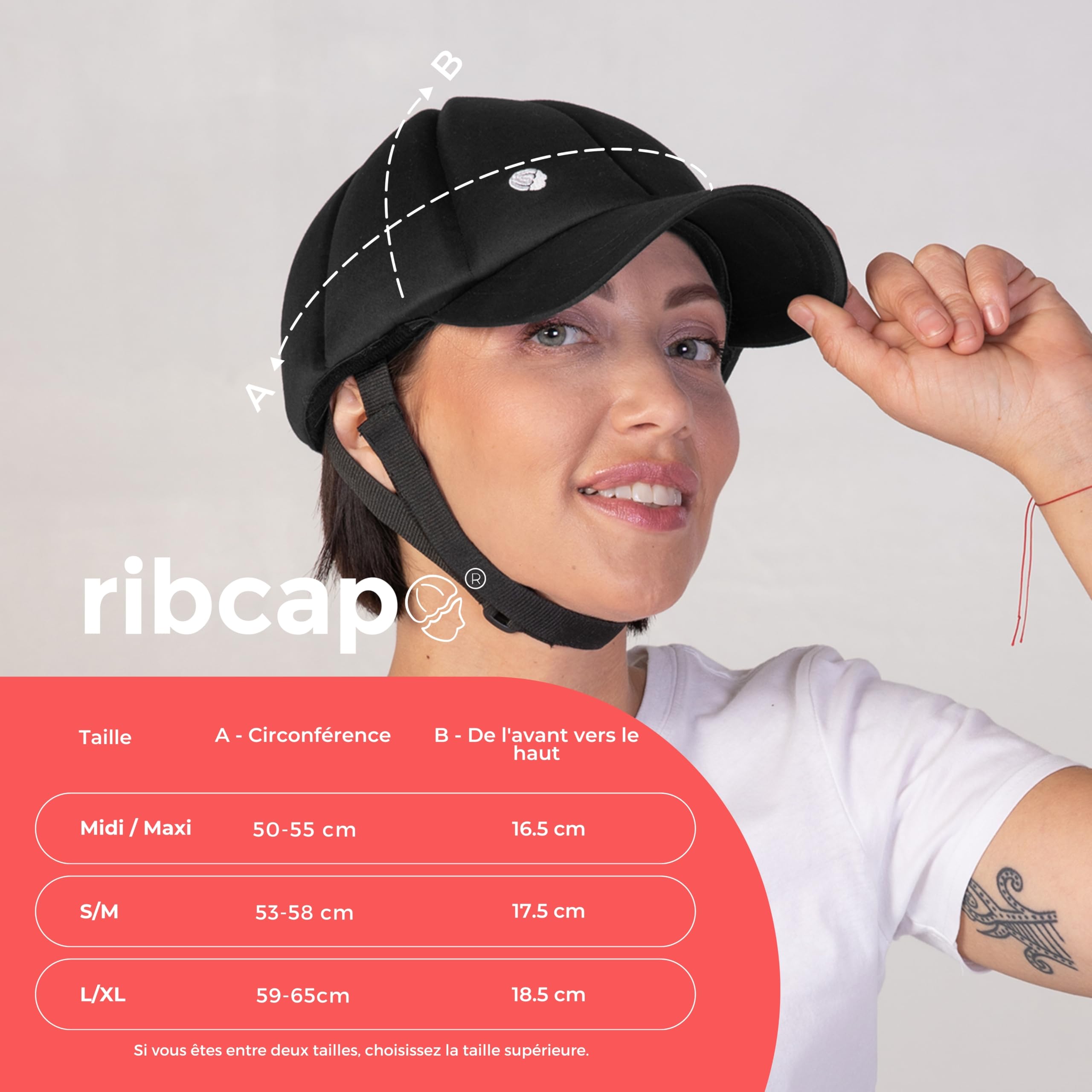 Ribcap Casquette Baseball Noir | Casque Souple pour épilepsie et Chutes