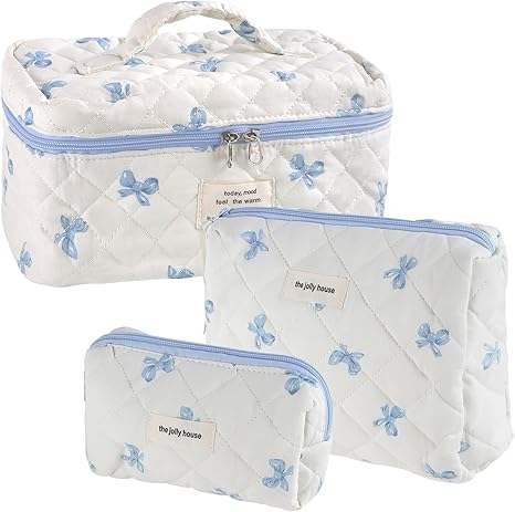 Set 3 Beauty Case Da Viaggio Donna - Borsa Cosmetica Grande In Cotone Floreale, Trousse Trucchi Organizer - Foto 7