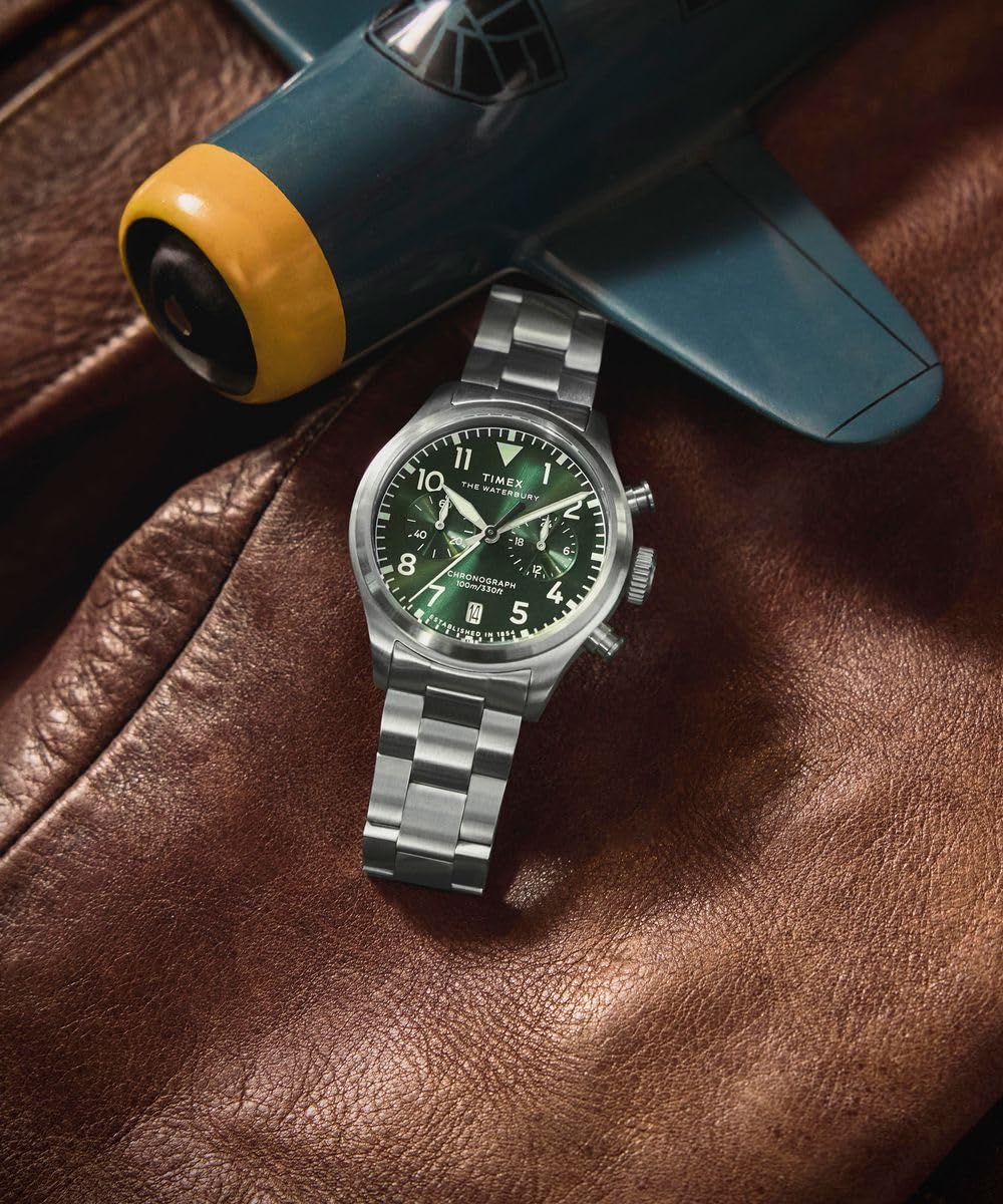 Timex Waterbury Ace TW2Y19000 - Orologio al quarzo da Uomo, 41 mm, cinturino in Pelle Marrone Con quadrante Nero e cassa in Acciaio INOX